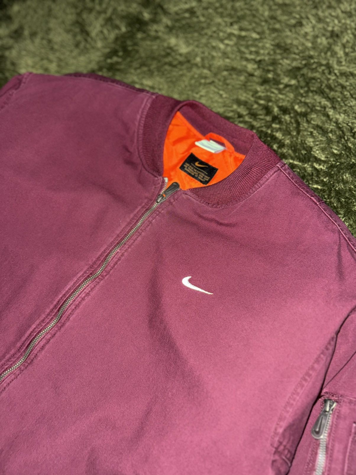 Nike [XXL] Nike Life Woven Washed Flight Jacket Maroon (Asia) Size US XXL / EU 58 / 5 - 2 Thumbnail