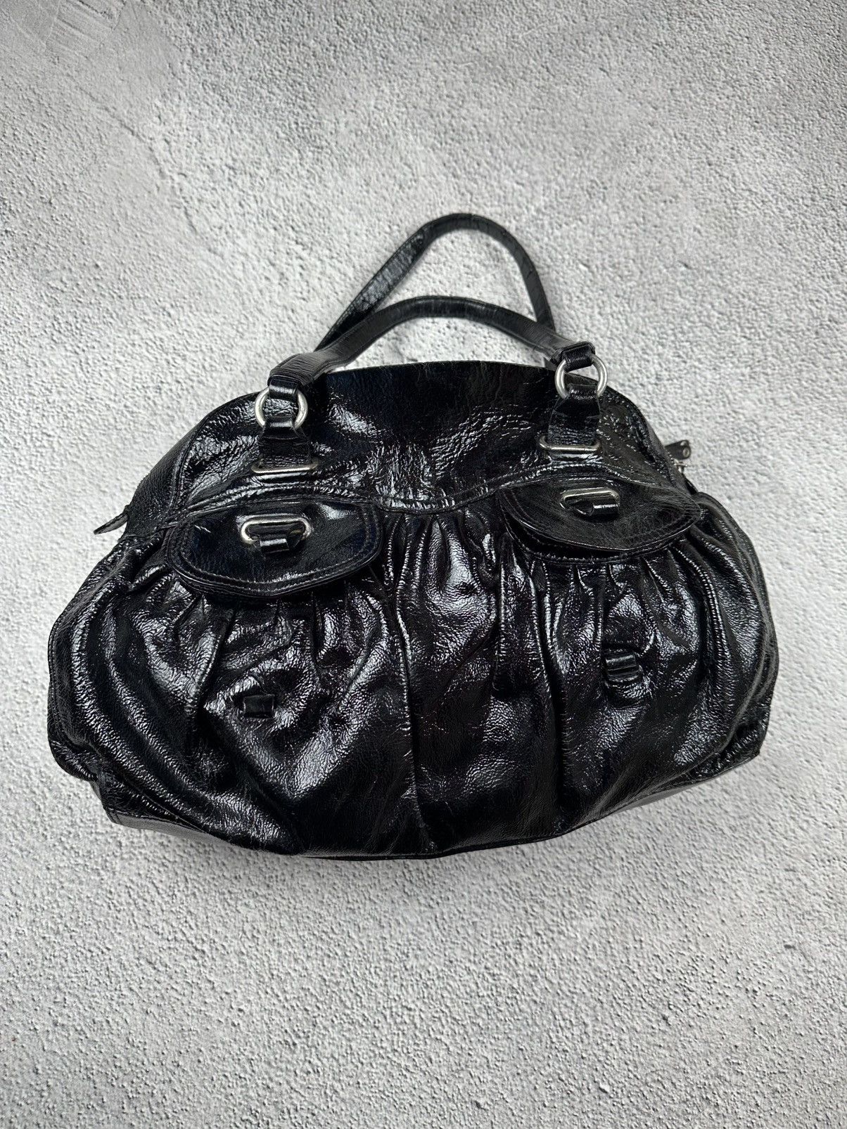 Moschino Moschino Black Patent Shoulder Bag Luxury Distressed Y2K SK8 Size ONE SIZE - 6 Thumbnail