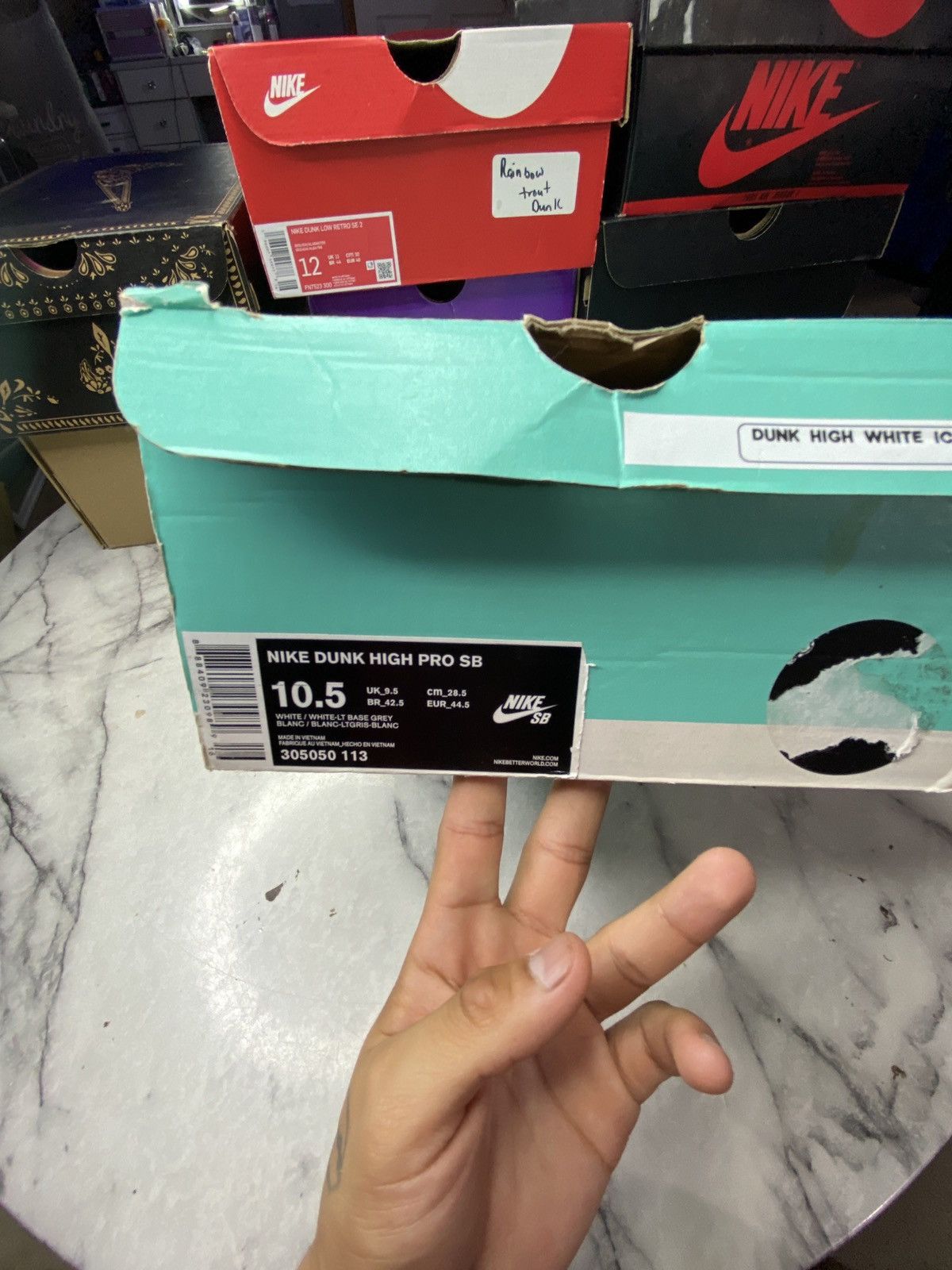 Nike Dunk high white base grey Size US 10.5 / EU 43-44 - 7 Thumbnail