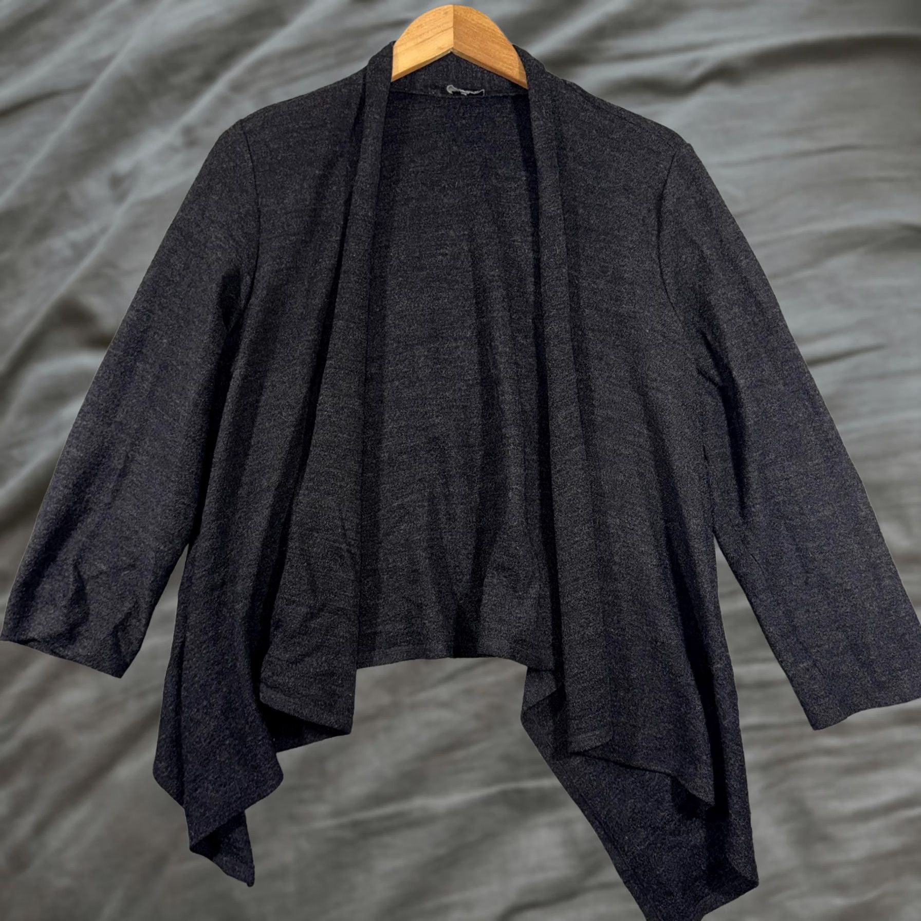 Eileen Fisher Eileen Fisher Cardigan Sweater Womens Medium Gray 100% Wool Open Drape Front Size M / US 6-8 / IT 42-44 - 1 Thumbnail