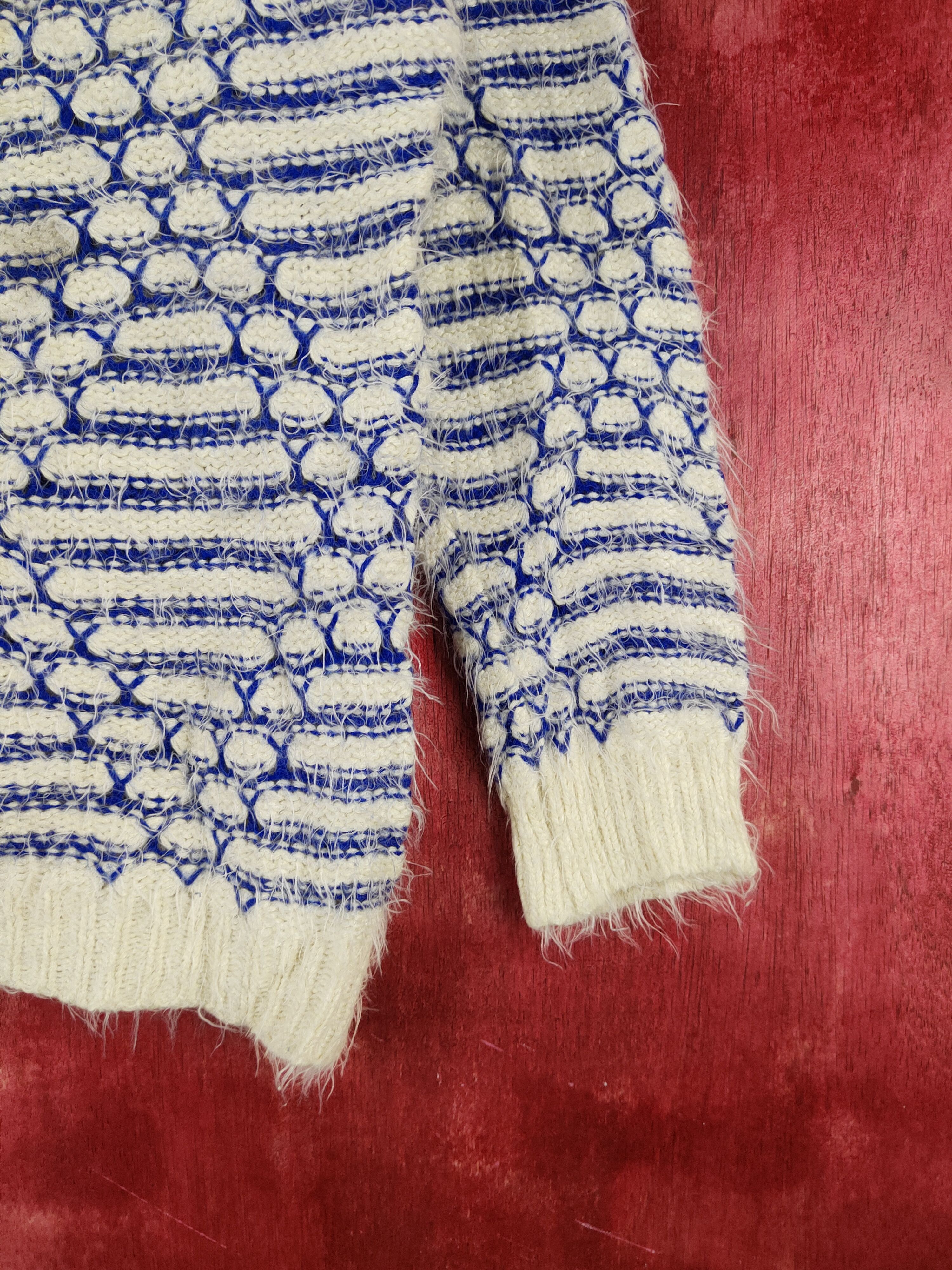 Homespun Knitwear Meirire Blue White Shag Shaggy Fur Mohair Knitwear #2001 Size S / US 4 / IT 40 - 6 Thumbnail