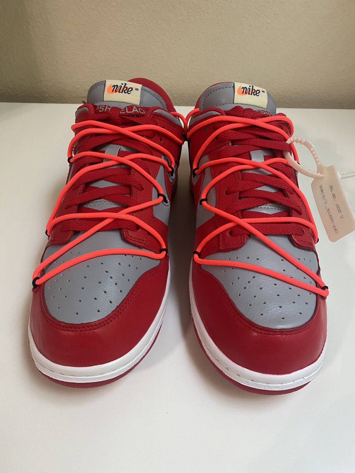 Nike × Off-White Nike Dunk Low OFF-WHITE University Red Size 11 Size US 11 / EU 44 - 4 Thumbnail