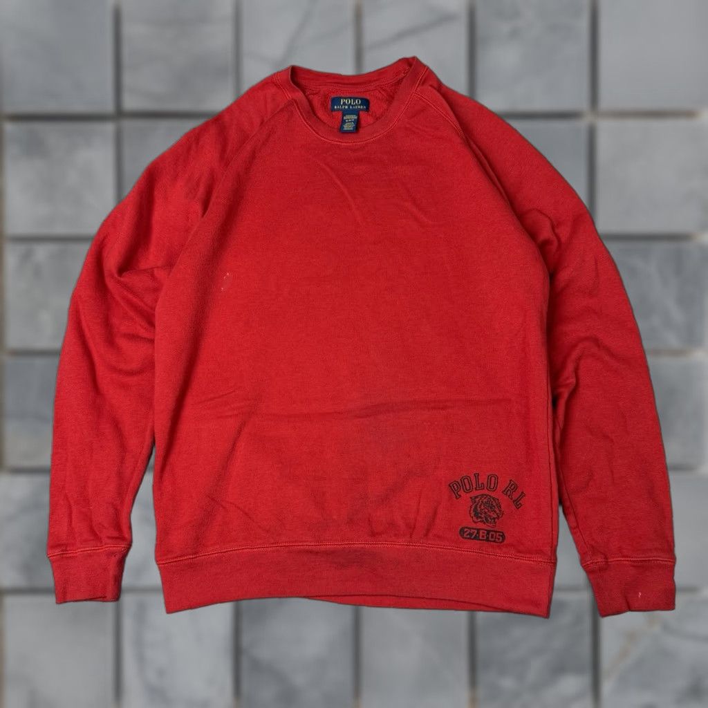Polo Ralph Lauren VINTAGE Ralph Lauren Polo Sweatshirt Mens M Red Sleepwear RL Tiger Logo Fleece Rare Logo Knit Pullover Crew Neck Size US M / EU 48-50 / 2 - 1 Thumbnail