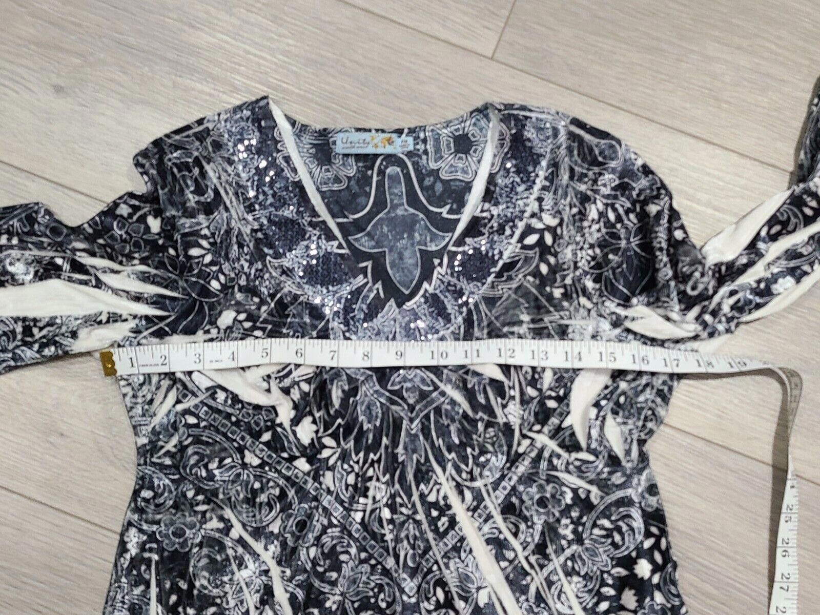 Designer Unity World Wear Top Blouse Shirt Petite Medium Pm Velvet Size M / US 6-8 / IT 42-44 - 4 Thumbnail