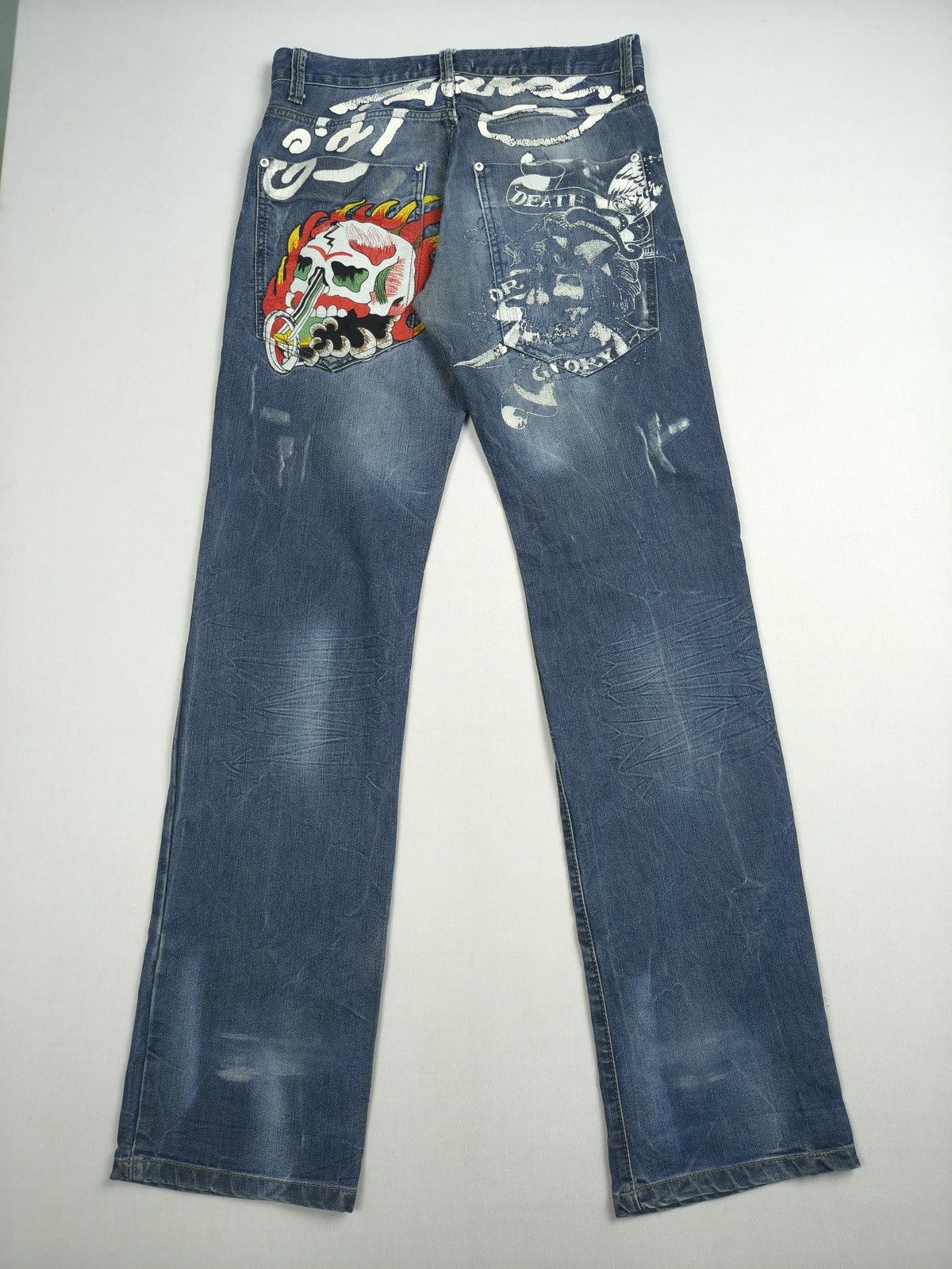 Ed Hardy Ed Hardy Skull Graphic Spellout distressed Y2K Jeans(064) Size US 34 / EU 50 - 1 Thumbnail