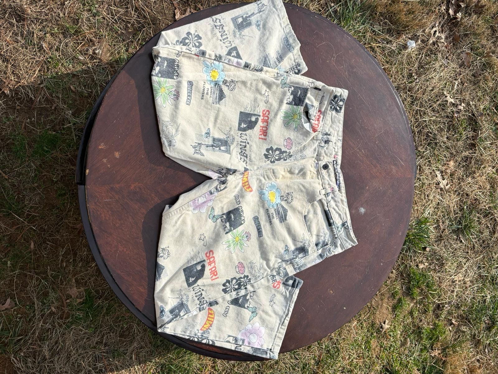 Misfits Printed Cream Denim Size US 34 / EU 50 - 2 Thumbnail