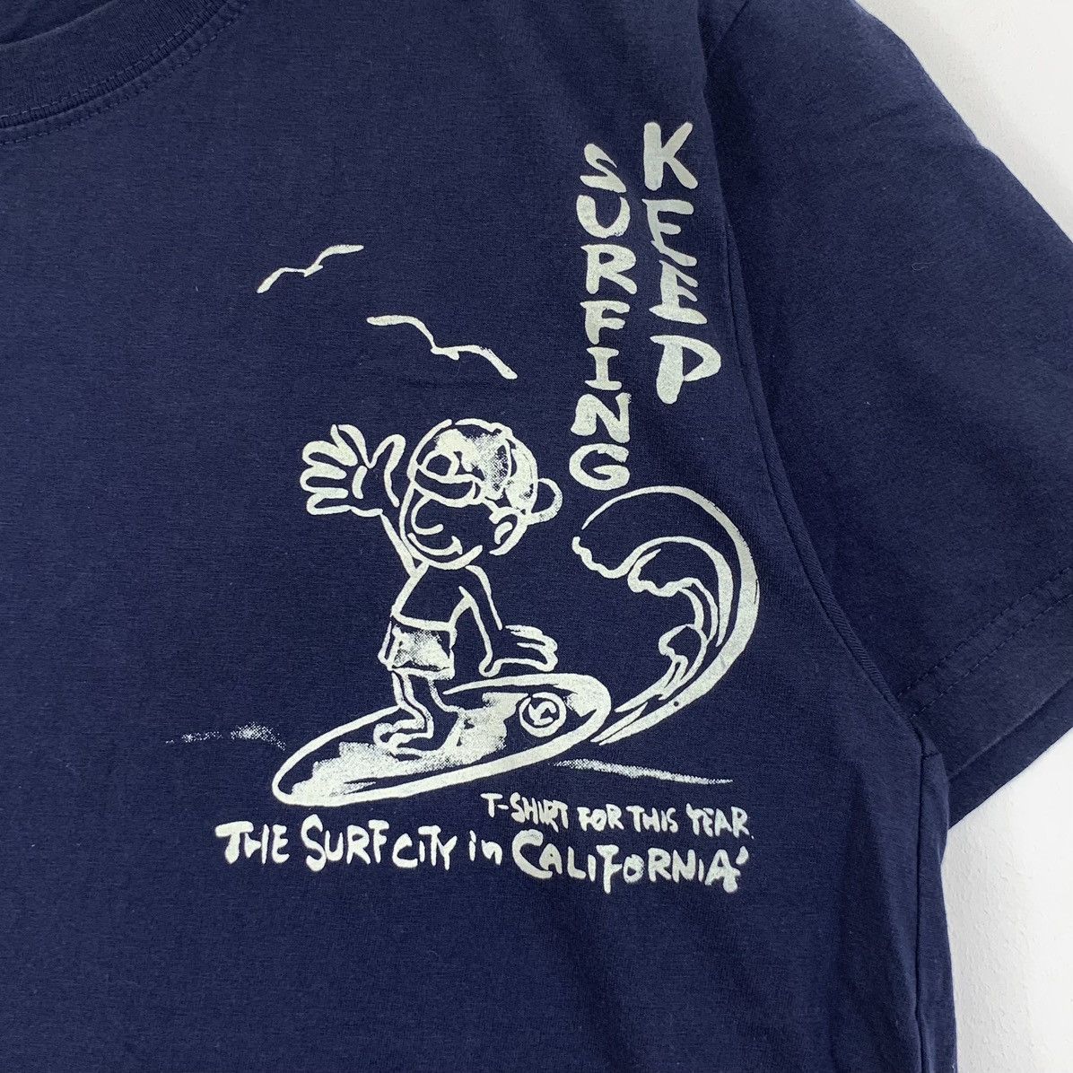 Vintage KEEP SURFING CALIFORNIA Surf City Cartoon Tee Shirt Top Size M / US 6-8 / IT 42-44 - 3 Thumbnail