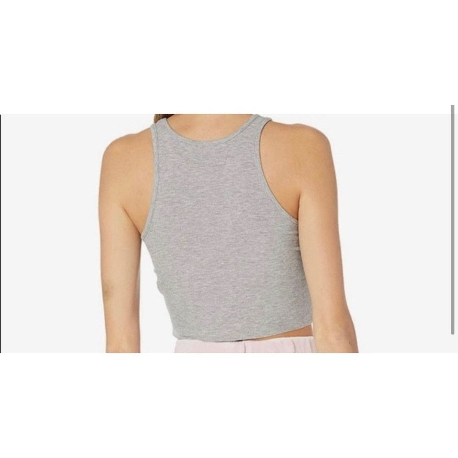 Free People Free People High-Neck Ribbed Crop Heather Grey Tank Large Size L / US 10 / IT 46 - 2 Thumbnail