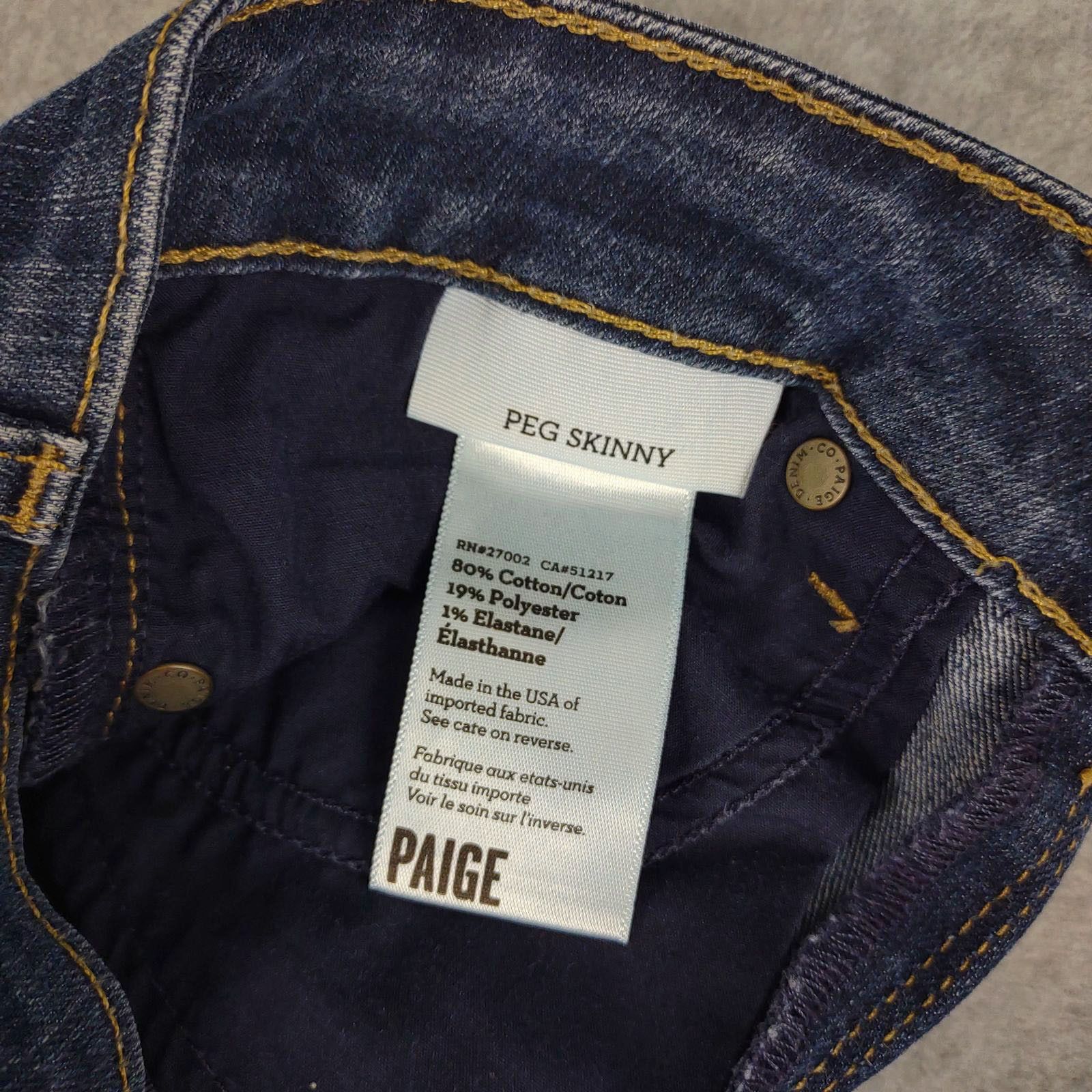 Paige PAIGE Peg Skinny Stretch Denim Jeans, Made USA Low Rise Size 31" - 5 Thumbnail