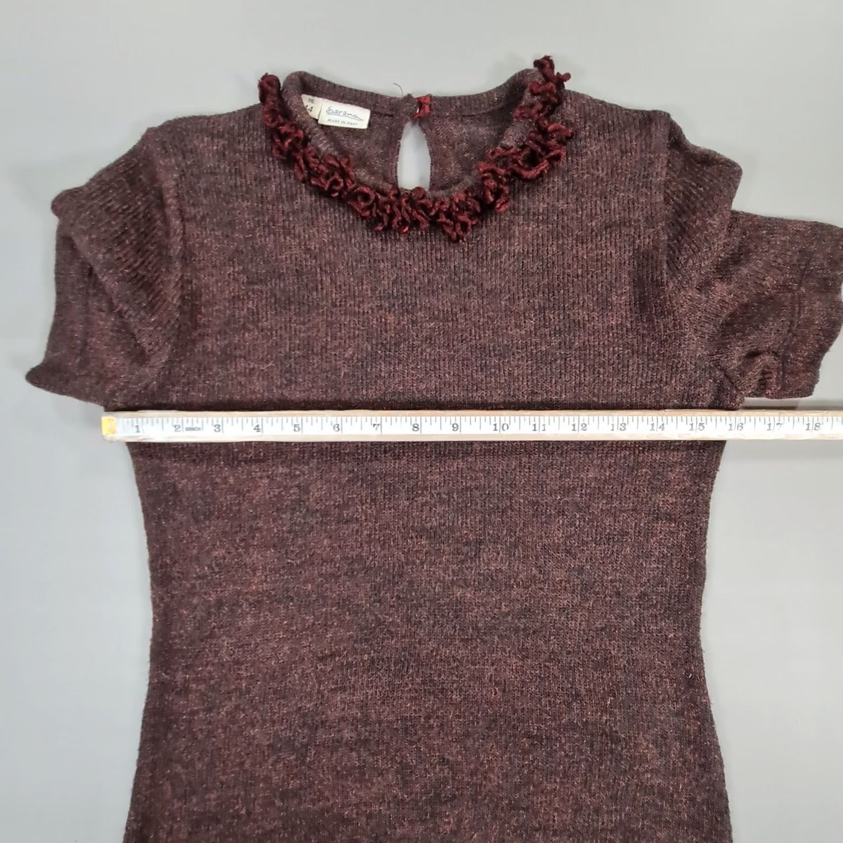 Vintage Serena Womens Jumper Burgundy Red IT 44 Short Sleeve Angora Wool Round Neck Pullover Knit Casual Womens Size M / US 6-8 / IT 42-44 - 4 Thumbnail