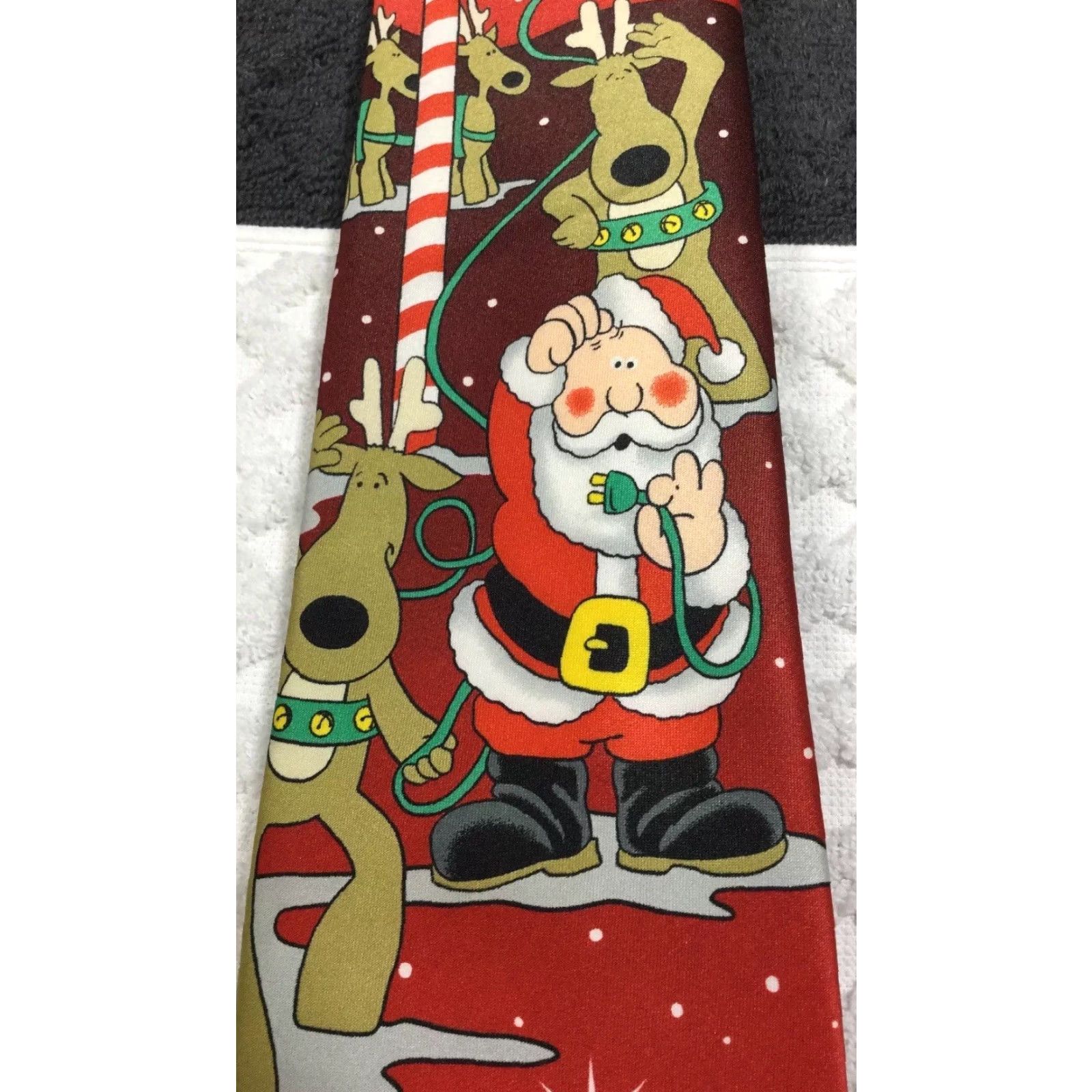 Poler Tie Tales Christmas Novelty Tie 58” Multicolor Santa Claus Reindeer Mens Size ONE SIZE - 3 Thumbnail