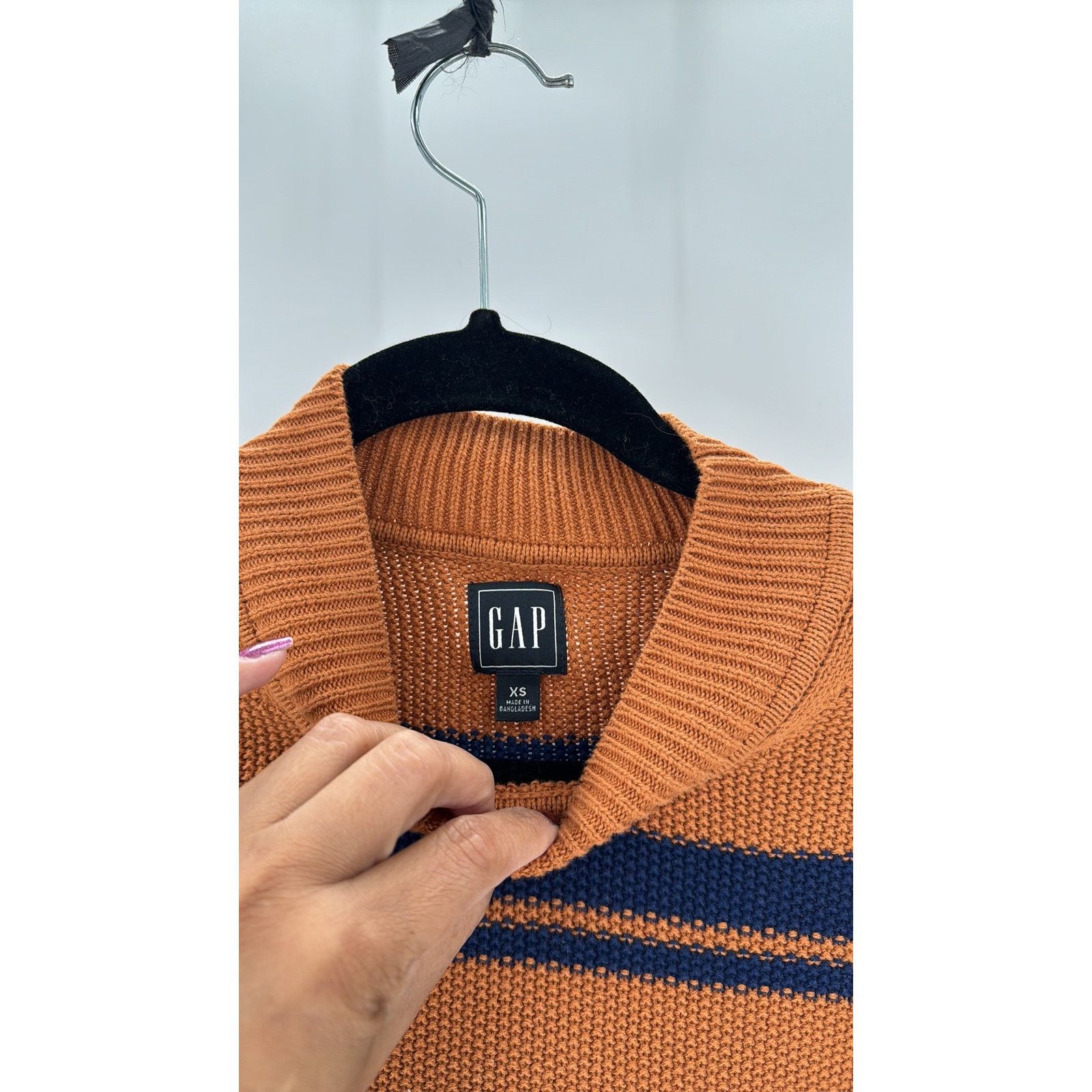 Gap GAP mock neck brown blue textured sweater nautical fall Size S / US 4 / IT 40 - 5 Thumbnail