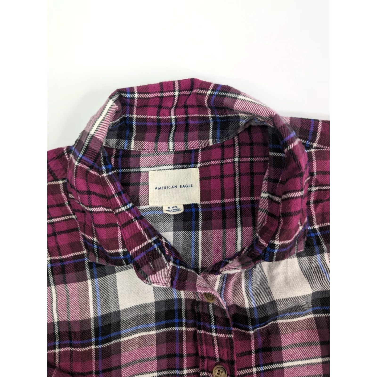 American Eagle Outfitters American Eagle Outfitters Shirt Women's Medium Plum Plaid Flannel Henley Popover Oversized Size M / US 6-8 / IT 42-44 - 7 Thumbnail