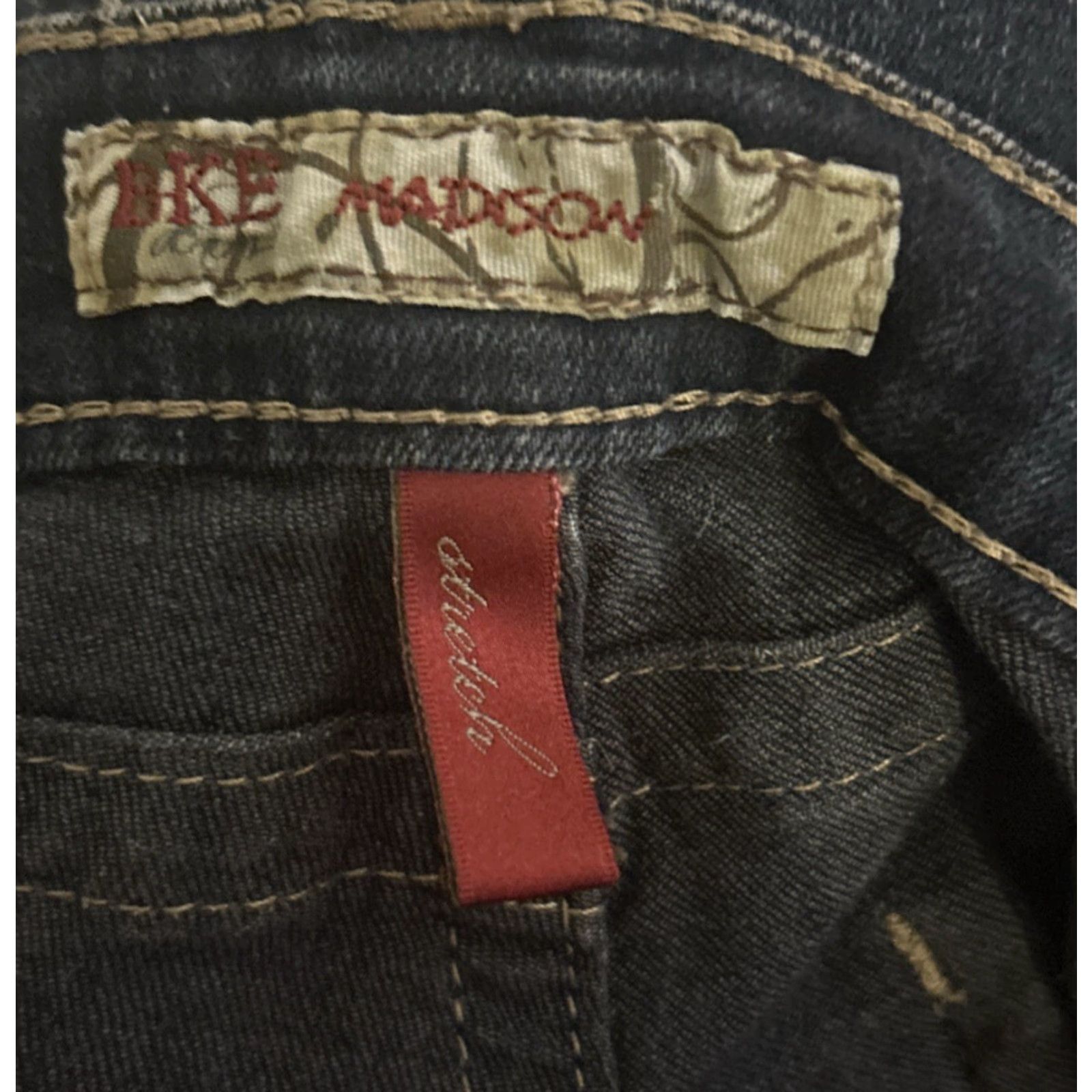 BKE BKE Madison Stretch Jeans Womens Sz 29x33.5 Blue Thick Stitch Denim Jeans Straight Womens 32 Inseam Size 29" - 4 Thumbnail