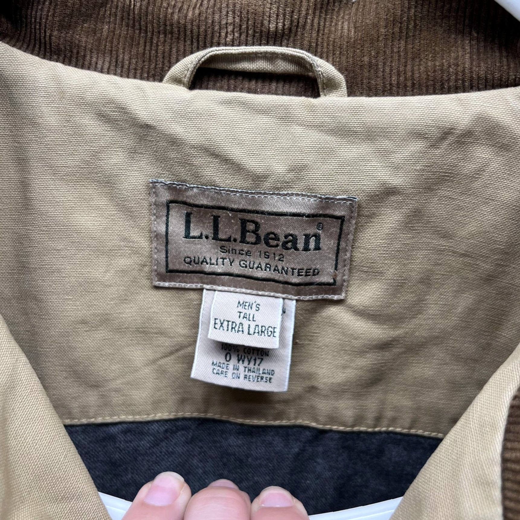 Vintage L.L.Bean Coat Mens XLT Beige Canvas Field Barn Corduroy Collar Lined Workwear Size US XL / EU 56 / 4 - 3 Thumbnail