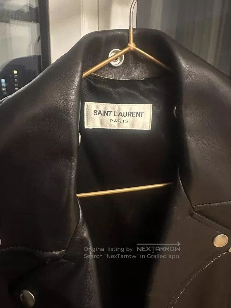 Yves Saint Laurent YSL Black Leather Jacket with Emblem. Size US S / EU 44-46 / 1 - 4 Thumbnail