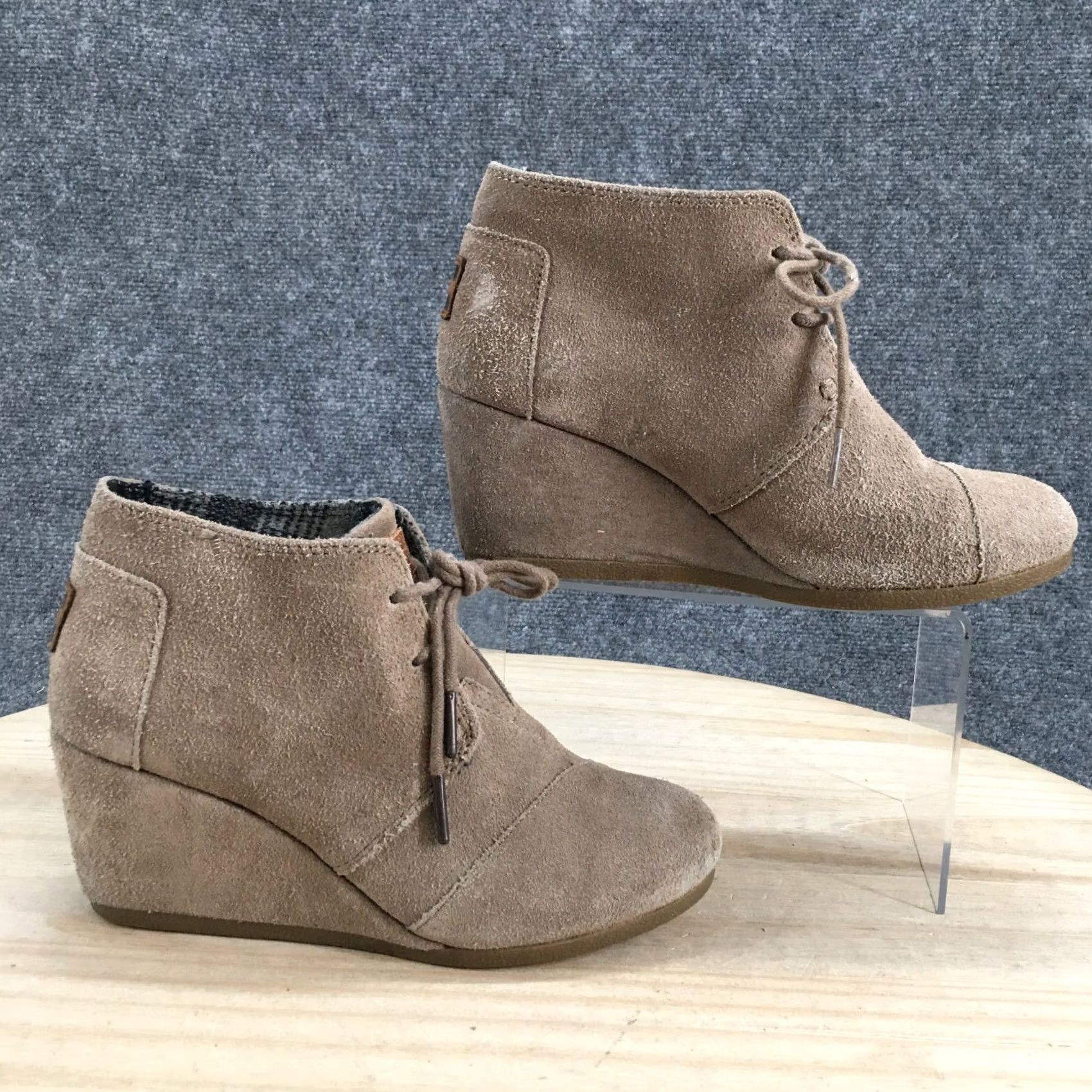 Toms TOMS Boots Womens 6.5 Two Eye Desert Wedge Ankle Bootie Brown Suede Lace Up Bootie Brown Mens Womens Shoes—Note: No, keep to original terms only. Size US 7 / IT 37 - 2 Thumbnail