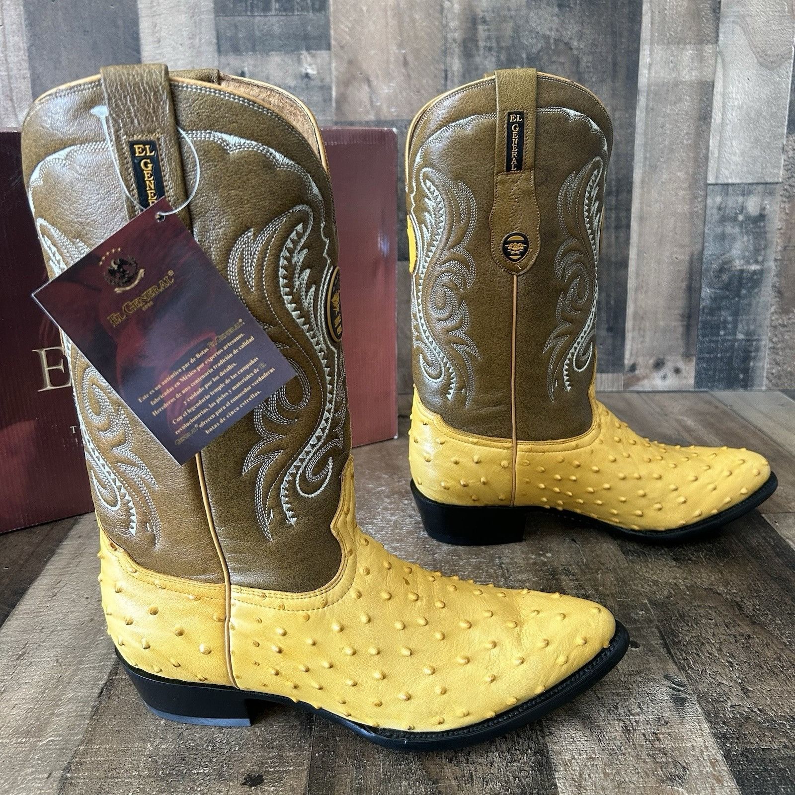 Vintage El General Ostrich Print Western Cowboy Boots Mens 11 EE Size US 11 / EU 44 - 11 Thumbnail