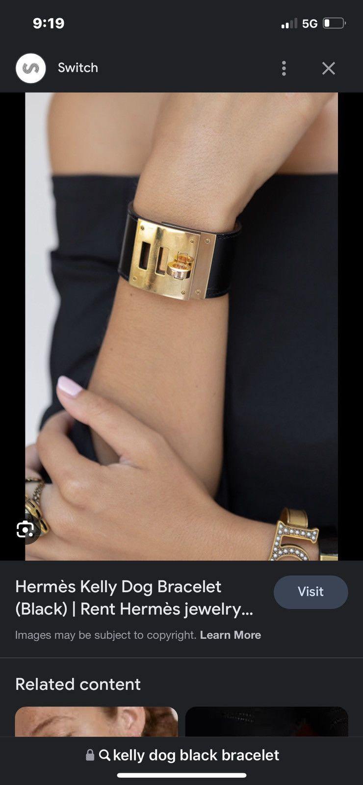 Hermes Authentic Hermes Kelly Dog Bracelet In Black Leather/Gold Size ONE SIZE - 11 Thumbnail