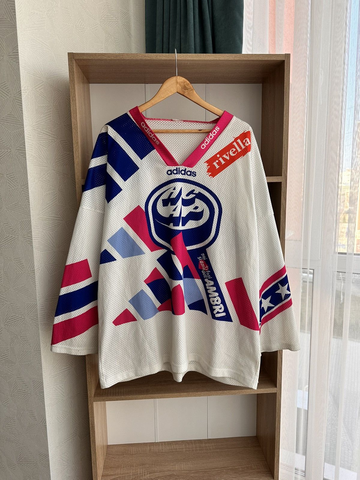 Image of Vintage Adidas Ambri Piotta Nhl 44 Wittmann Hockey Jersey in Beige, Men's (Size XL)