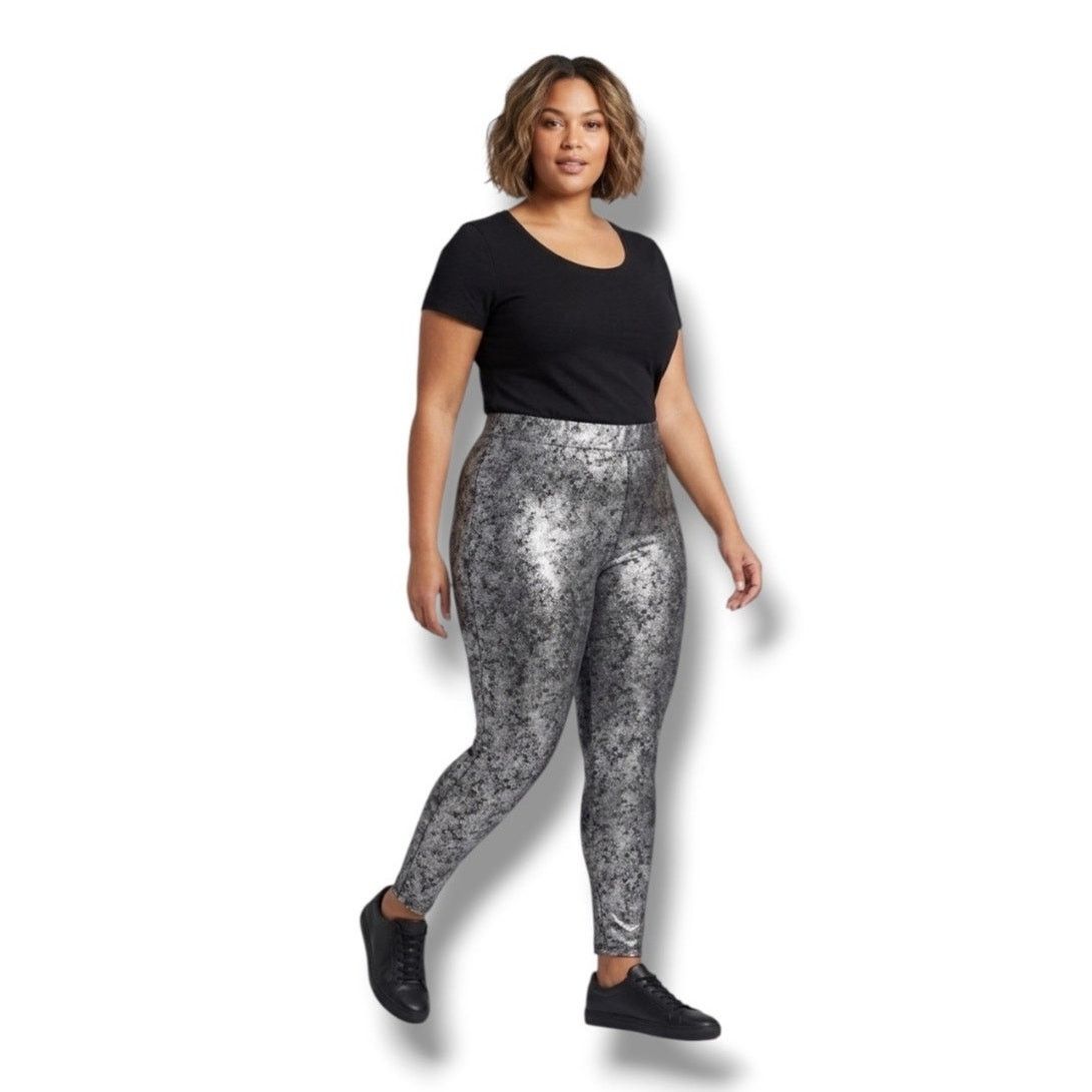 Other Torrid metallic foil crosshatch spandex premium leggings Size 42" / US 20 - 1 Thumbnail