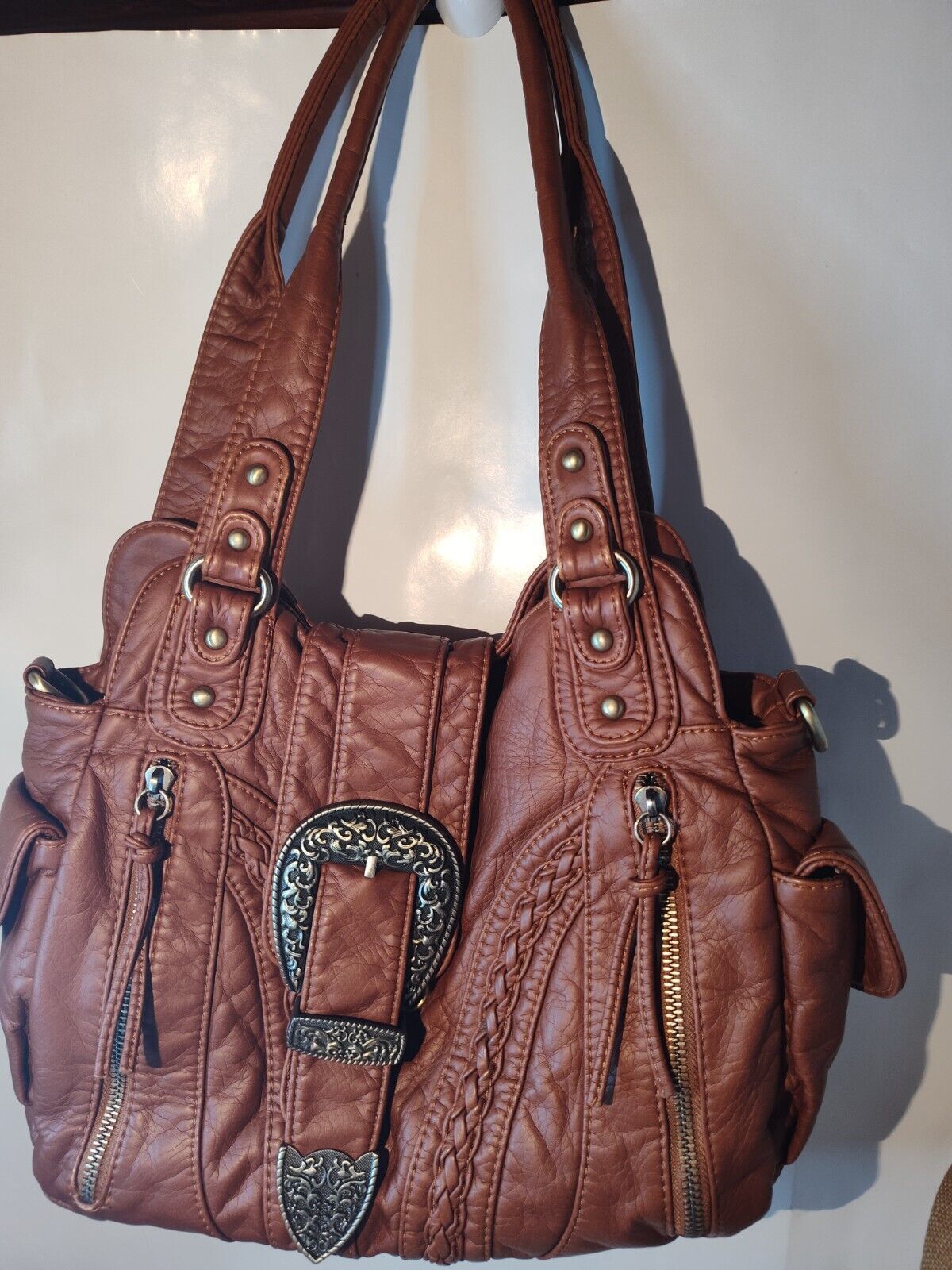 image of Claude Montana Montana West Shoulder Bag Concealed Carry Purse in Brown, Women's