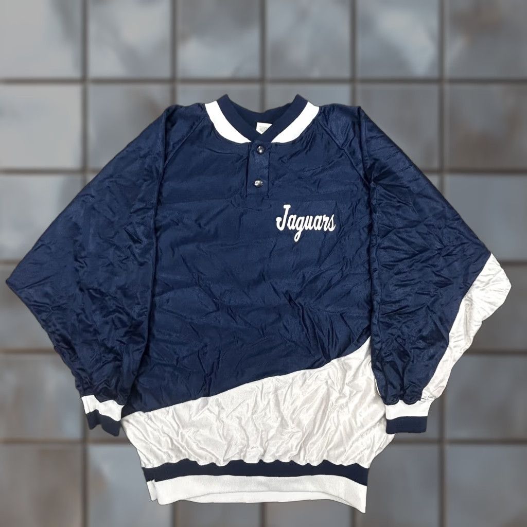Wilson VINTAGE Wilson Warmup Shirt Jacket Mens 40 Satin Snap Pullover 80s USA blue navy Jaguars Size US L / EU 52-54 / 3 - 1 Thumbnail
