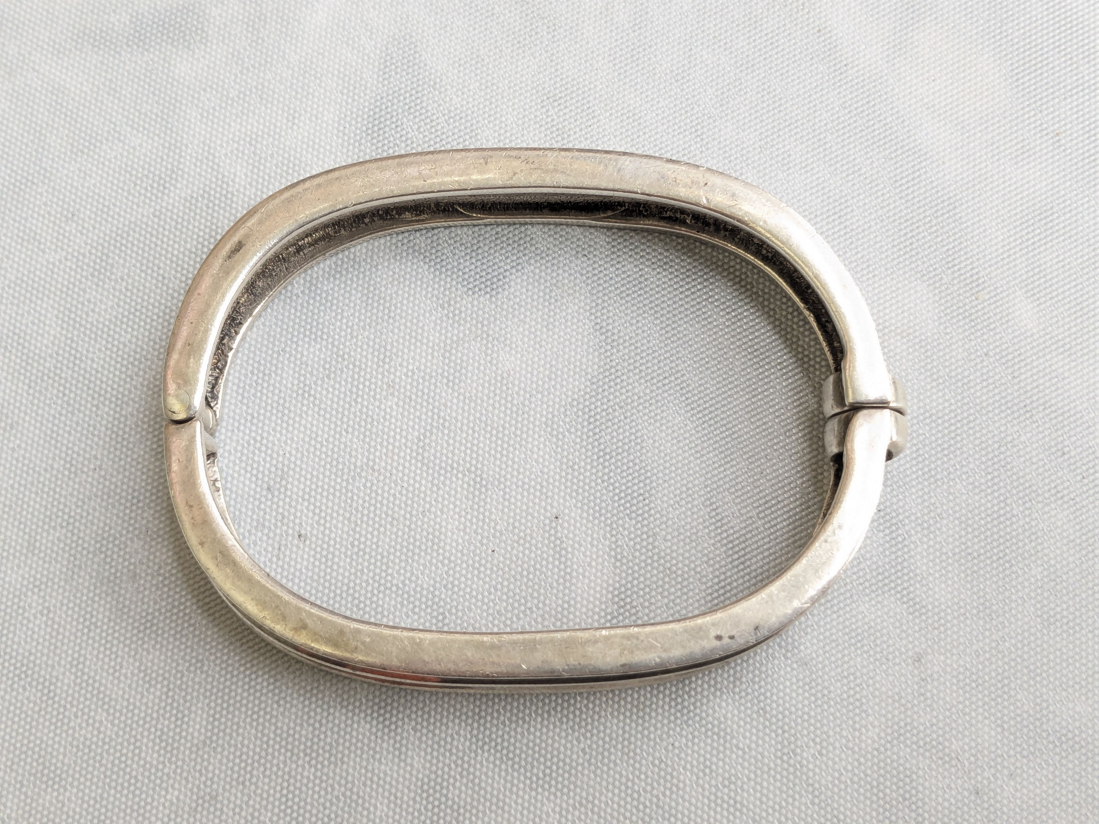 Jewelry Vintage Sterling Silver Bracelet Hinge 6.75" Espo Sig Size ONE SIZE - 6 Thumbnail