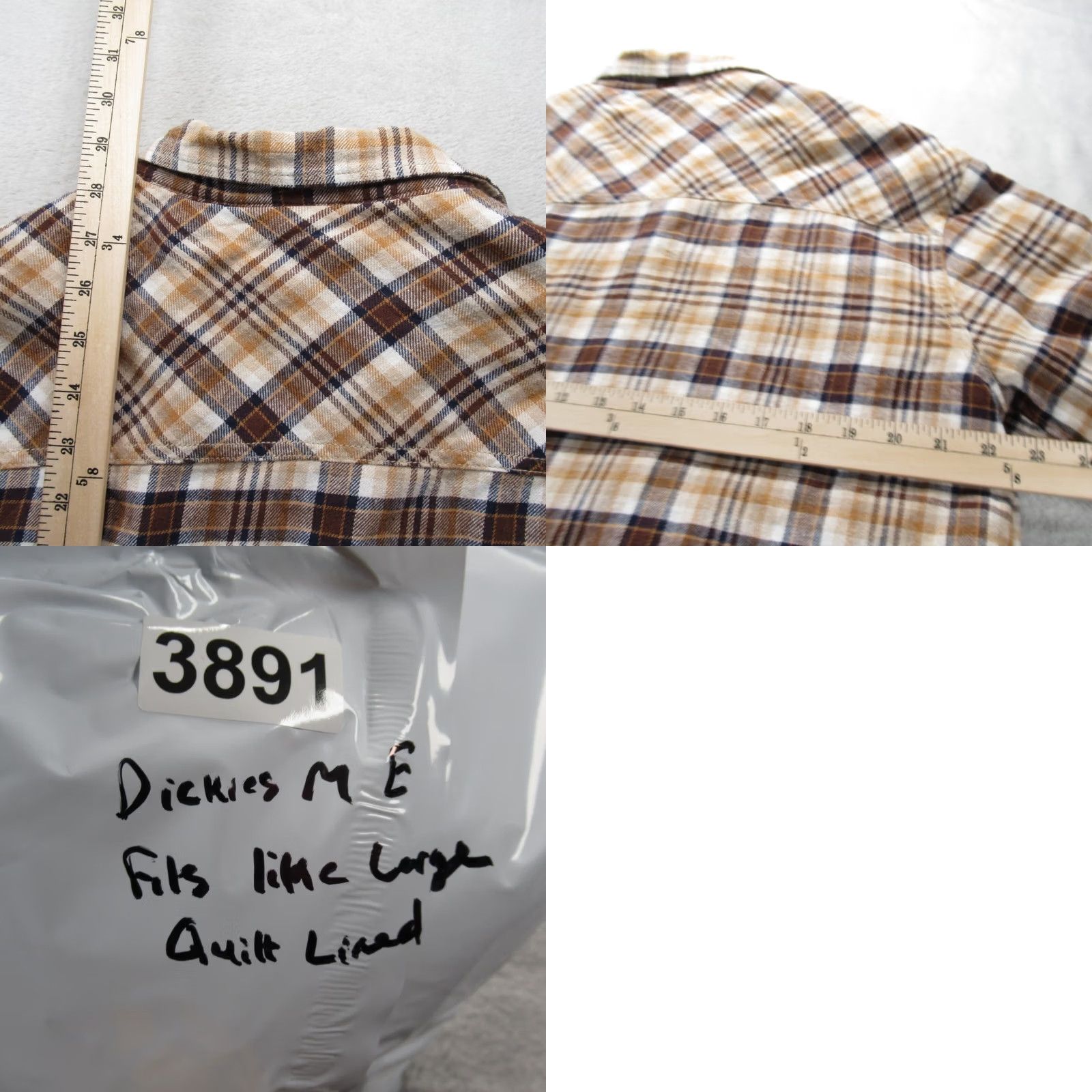 Dickies Dickies Insulated Jacket Shirt Jacket Men XS Brown Plaid Snap Quilted Lined Workwear Size US XS / EU 42 / 0 - 9 Thumbnail