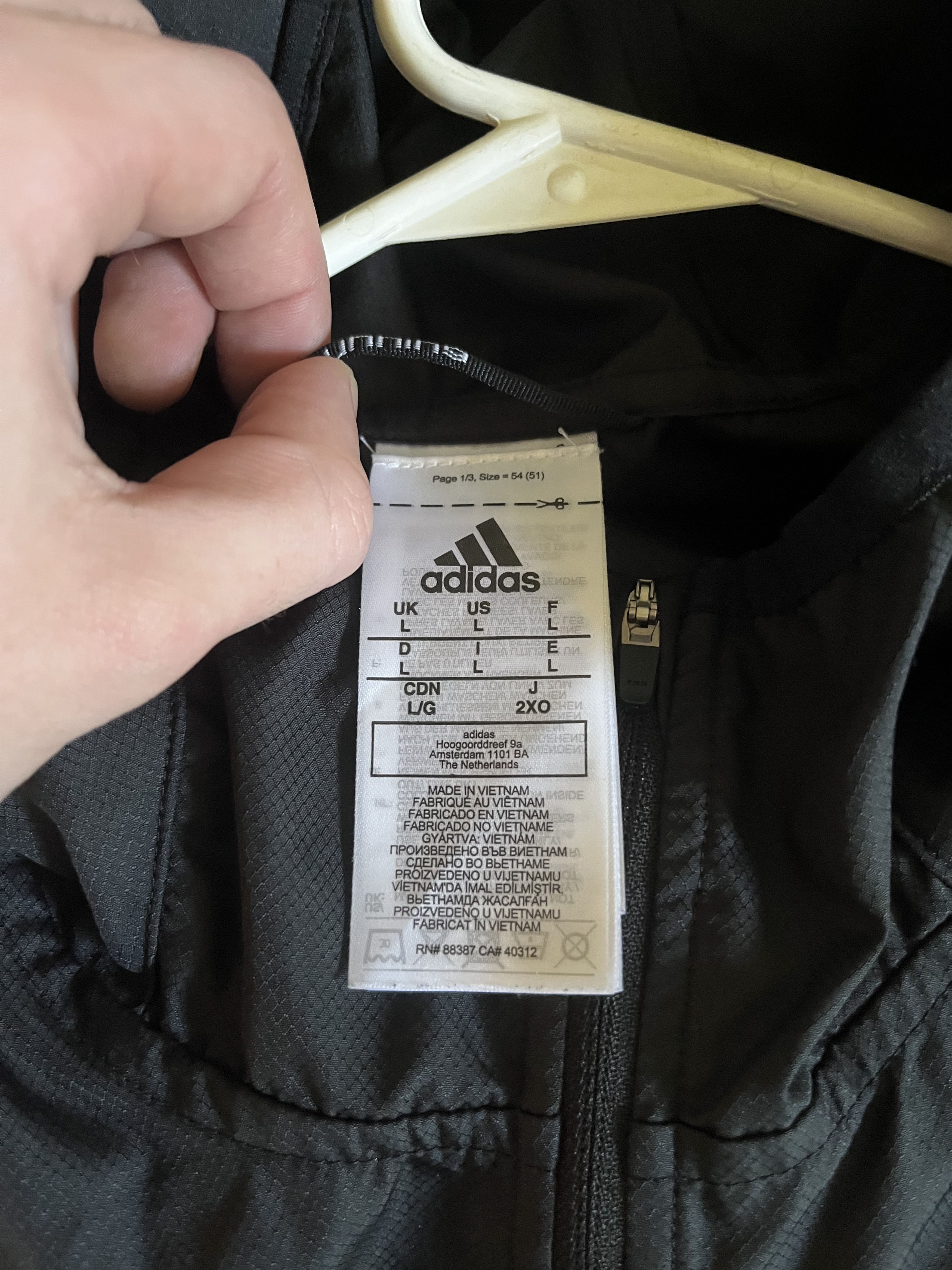 Adidas Adidas Hooded Windbreaker, Reflective Stripes, Full zip Size US L / EU 52-54 / 3 - 5 Thumbnail
