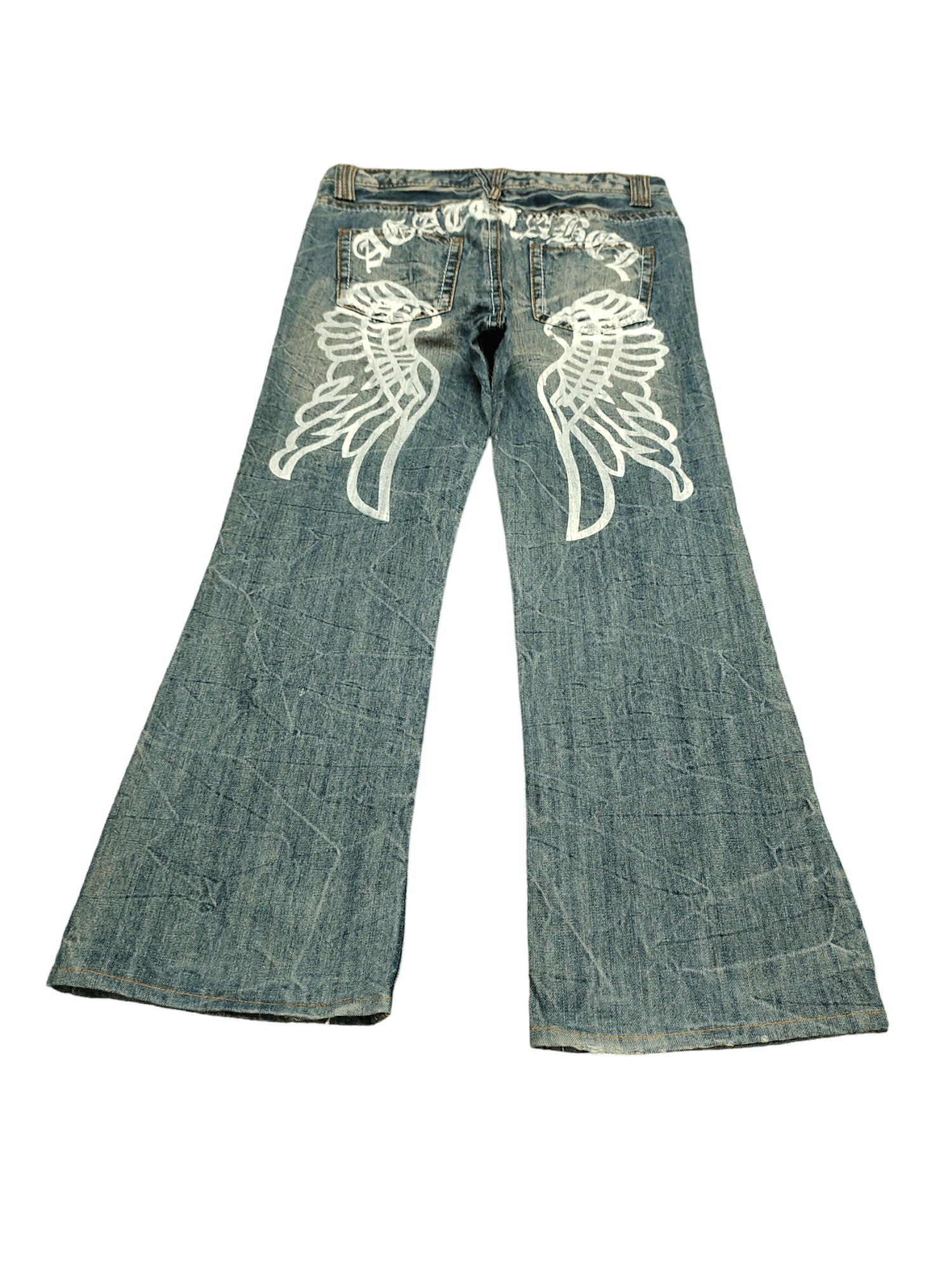 If Six Was Nine Flare Baggy Jean Agate Label Wings Distress Bootcut Wide Leg Size US 34 / EU 50 - 2 Thumbnail