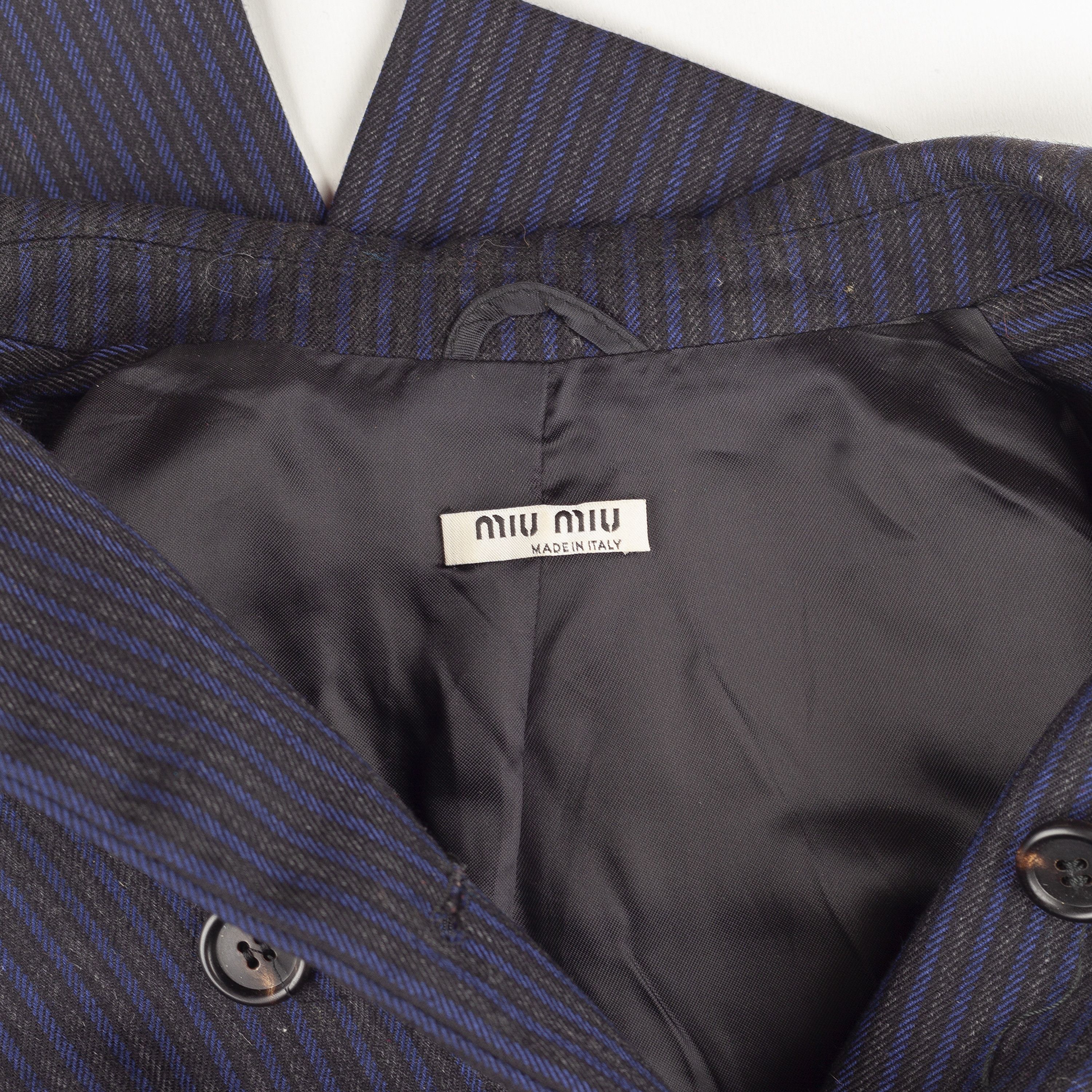 Miu Miu Miu Miu Black/Blue Pinstripe Vintage Jacket (S) Size S / US 4 / IT 40 - 7 Thumbnail