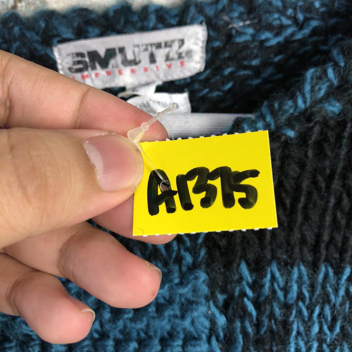 Vintage Smotz Blue Checkred handknit Knitwear #A1375 Size US L / EU 52-54 / 3 - 11 Thumbnail