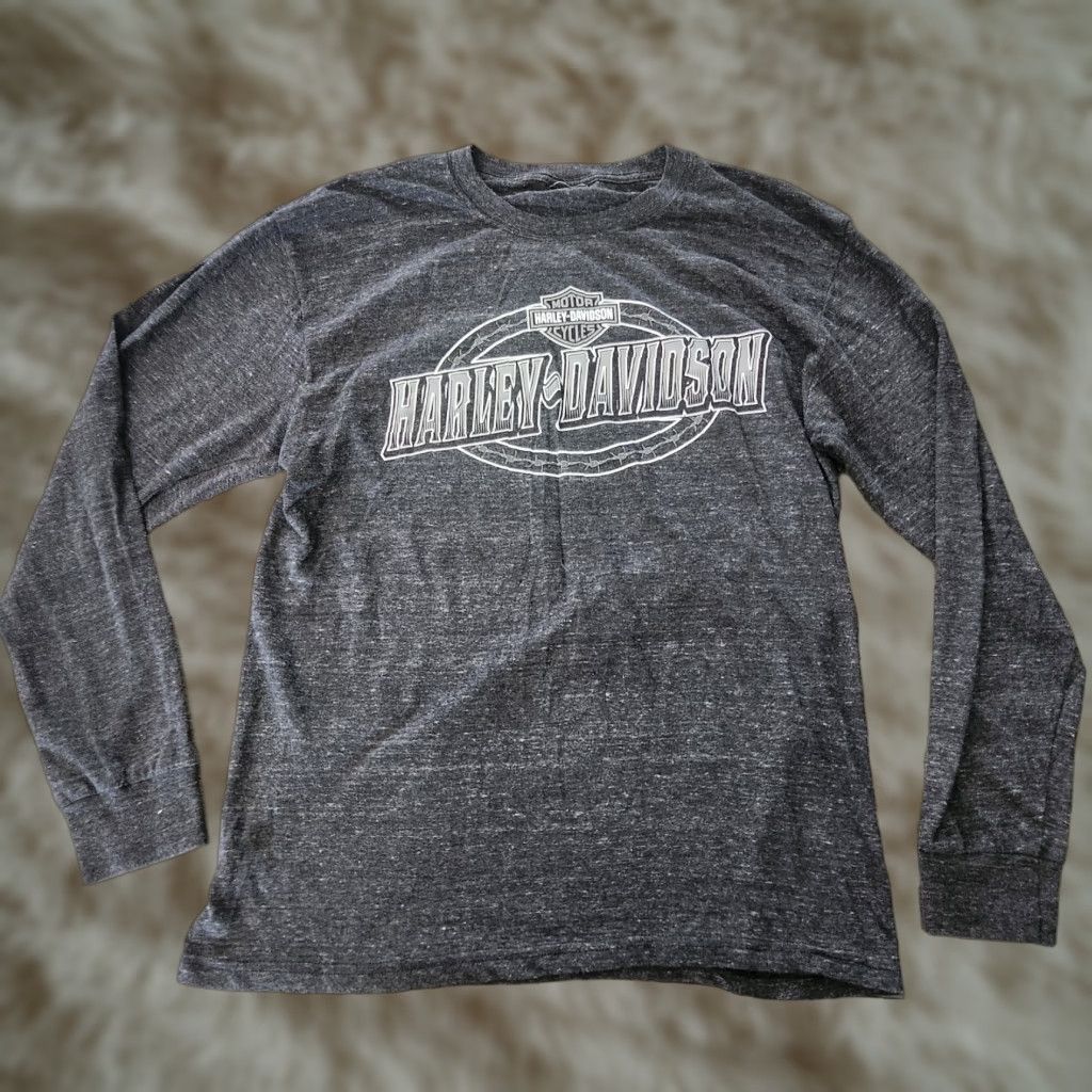 Harley Davidson Harley-Davidson T-Shirt Mens L Gray Long Sleeve Shirt Crew Neck Size US L / EU 52-54 / 3 - 1 Thumbnail