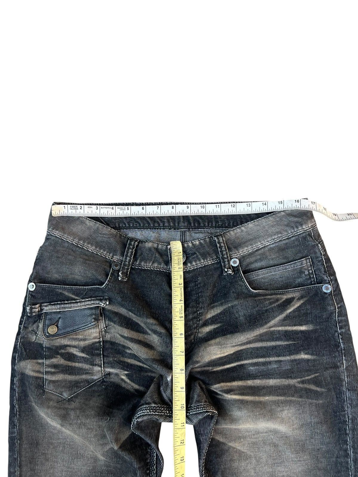 Vintage Rattle Trap Japan Distress Fade Stretch Corduroy Flare Jeans Size US 32 / EU 48 - 4 Thumbnail