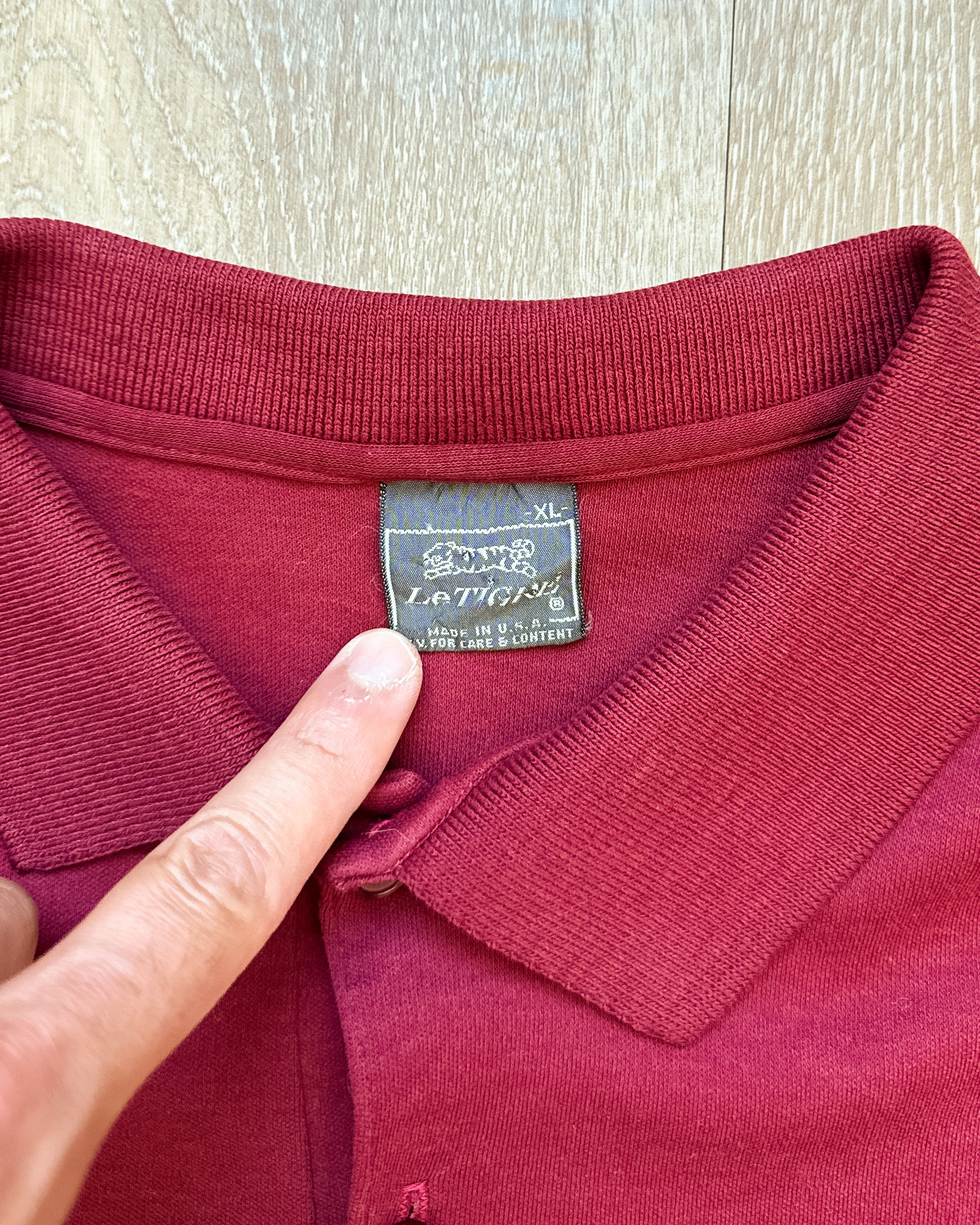 Le TIGRE Vintage 1980s Le Tigre Polo Shirt Burgundy Red Men's XL Size US XL / EU 56 / 4 - 2 Thumbnail