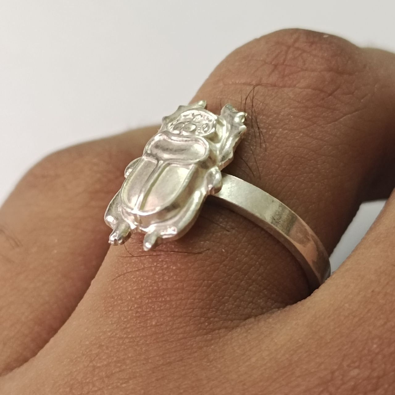 Handmade 925 sterling silver adjustable scarab beetle ring Egyptian Size ONE SIZE - 7 Thumbnail