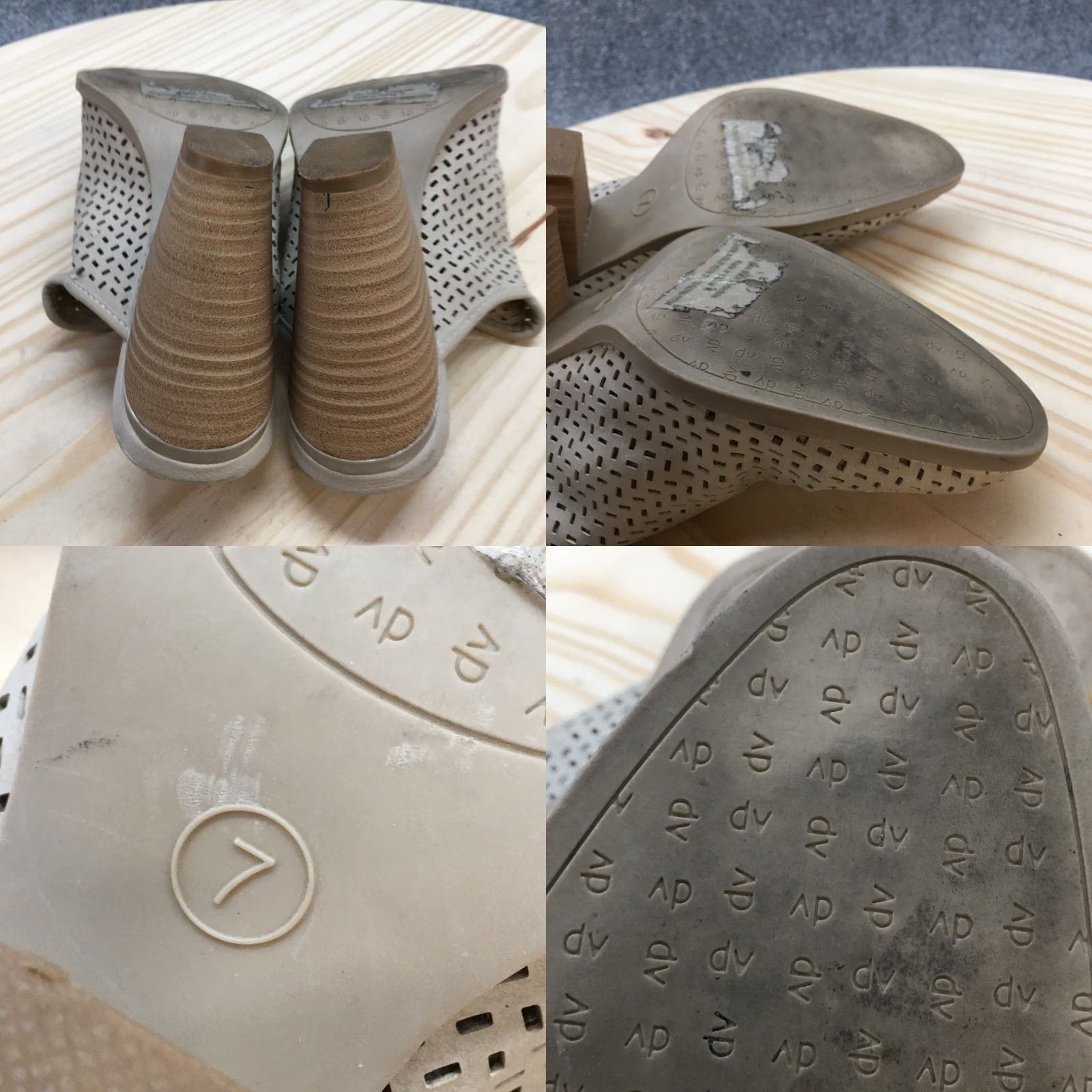 Dolce Vita DV Dolce Vita Kenli Heels Sandals Womens 7 Beige Perforated Mule Slip On Casual Size US 7 / IT 37 - 9 Thumbnail