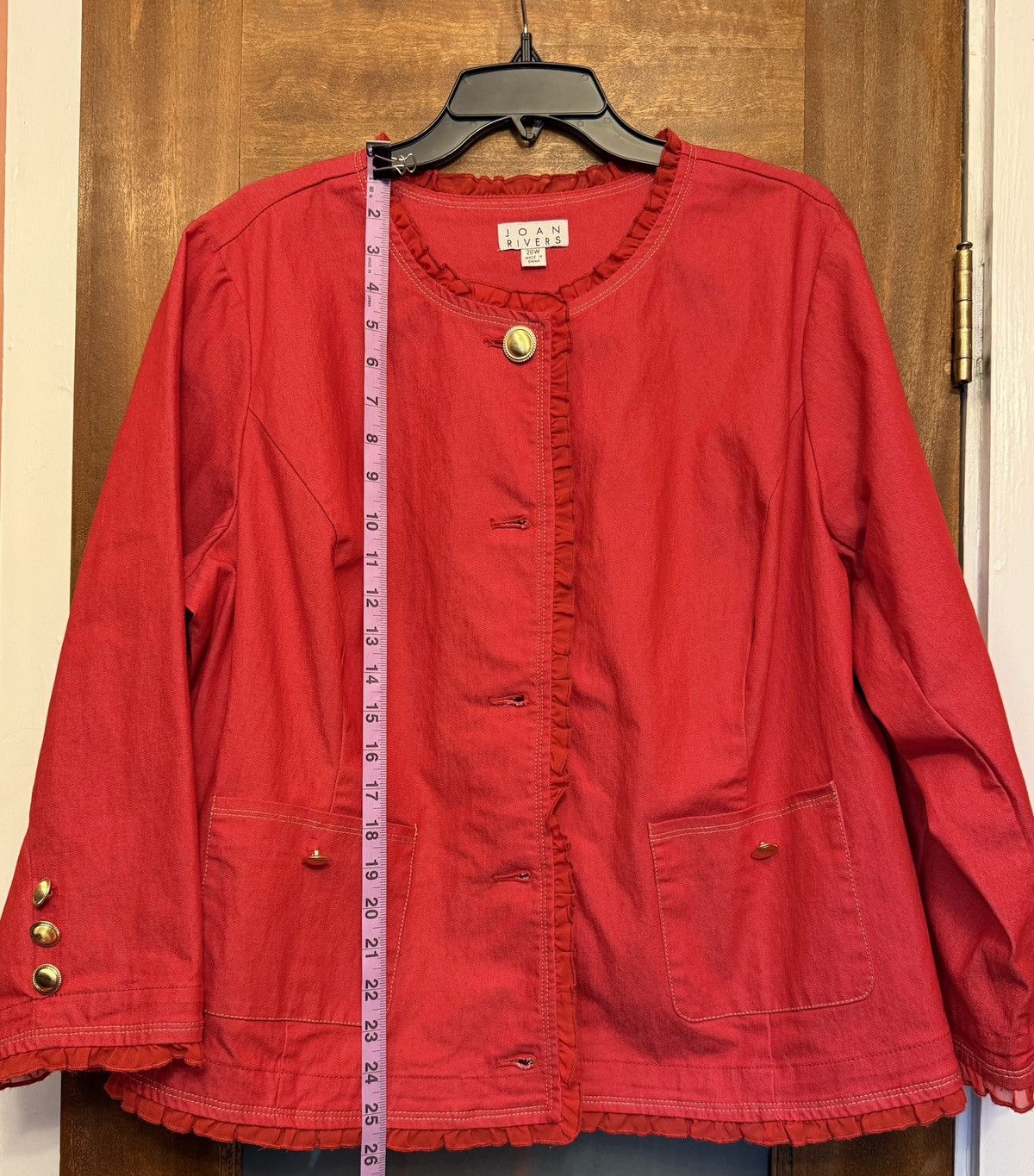 Joan Rivers Joan Rivers Vtg Red Power Blazer Novelty Buttons Trim Fabric Size 3XL / US 20-22 - 8 Thumbnail