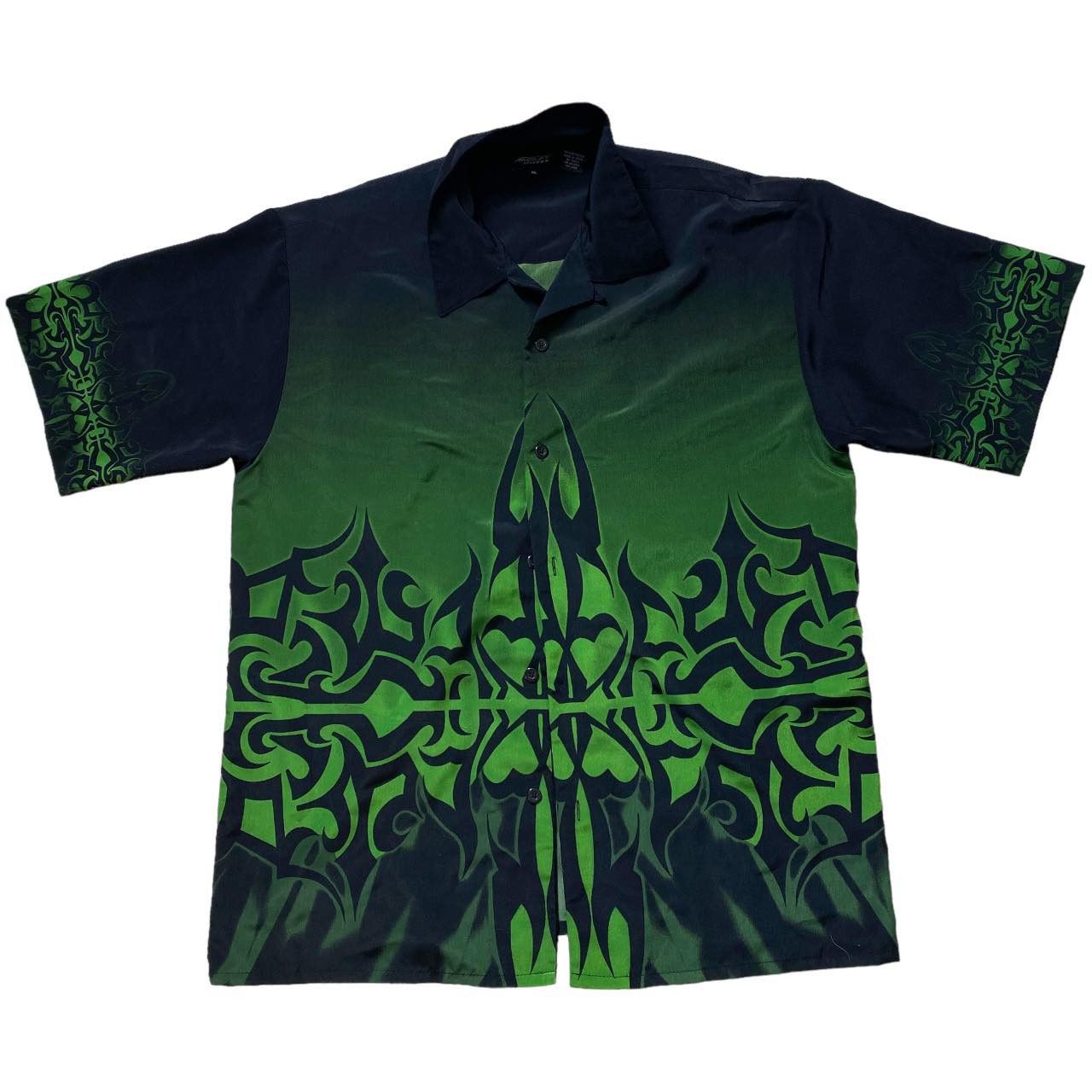 Amplify Vintage y2k Green Black Tribal Button Shirt