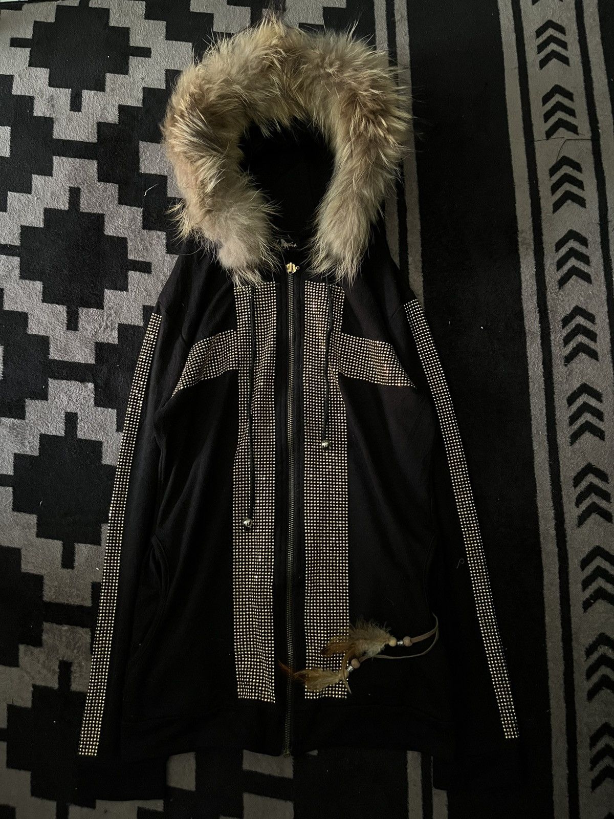 14th Addiction × KMRii 14th Addiction Fox Fur Mohawk Leather Cross