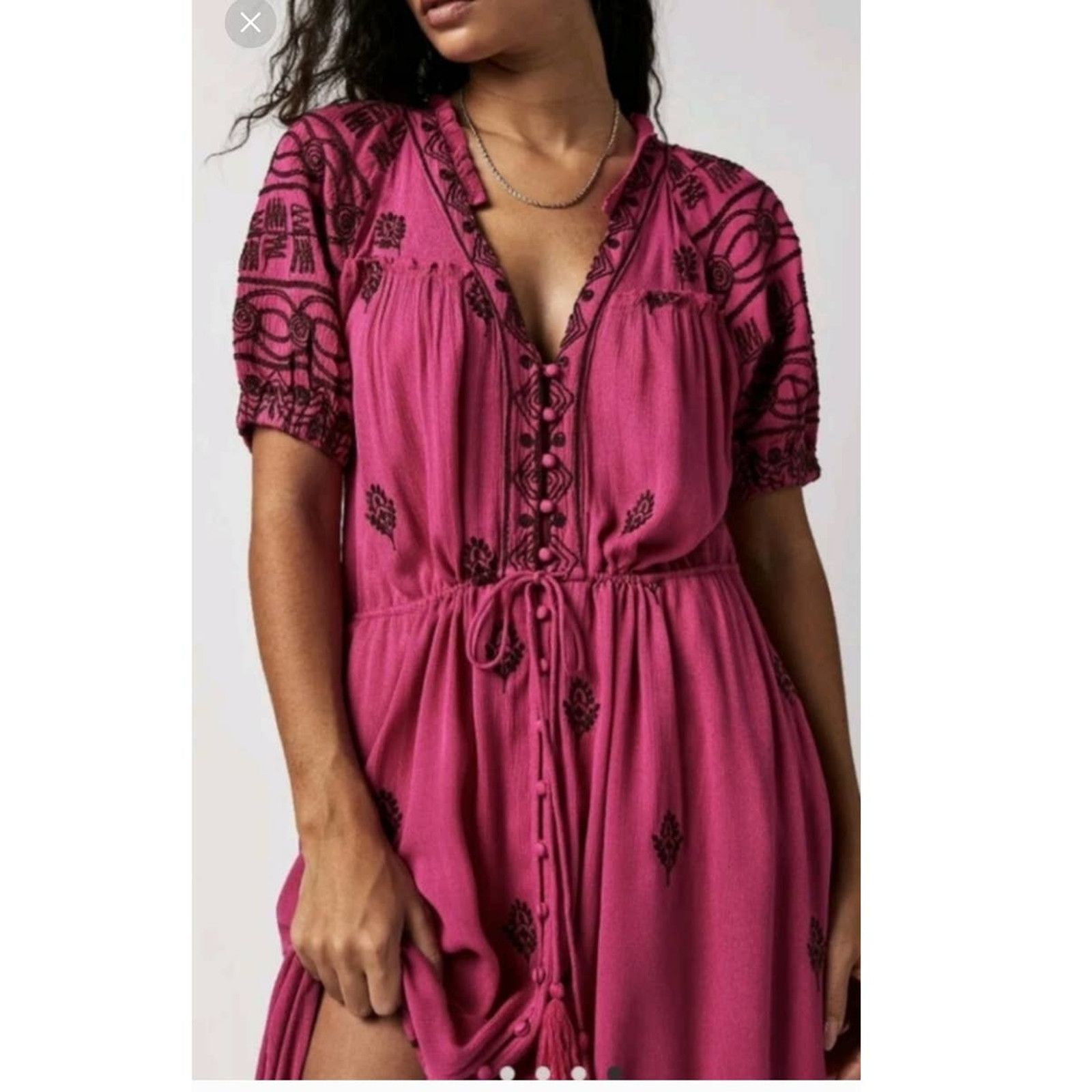 Free People New Free People Riley Embroidered Boho Midi Dress $188 XS Size XS / US 0-2 / IT 36-38 - 2 Thumbnail