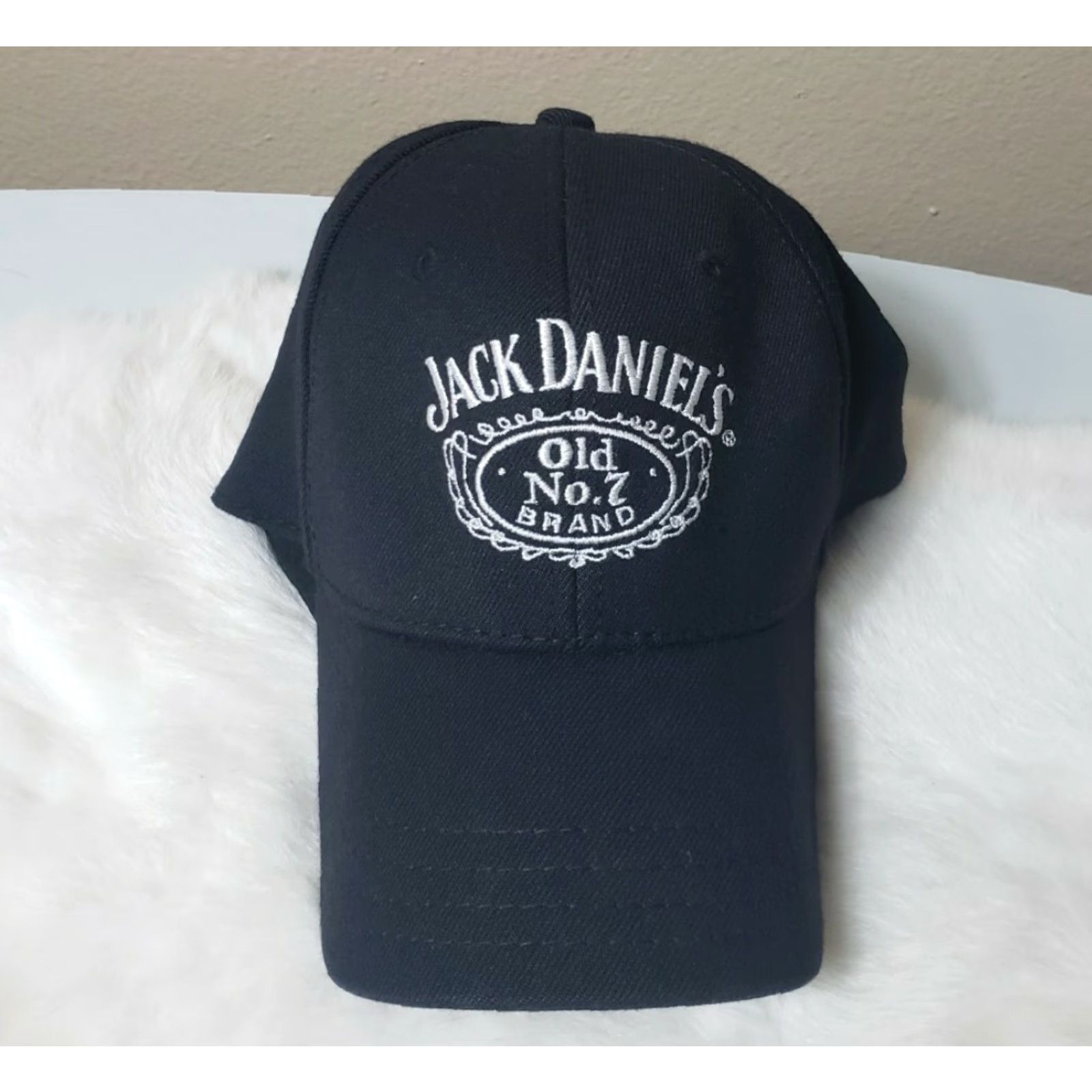 Vintage VINTAGE Jack Daniels Old No.7 Black Brand OSFM Elastic Band Embroidered Baseball Cap Size ONE SIZE - 2 Thumbnail
