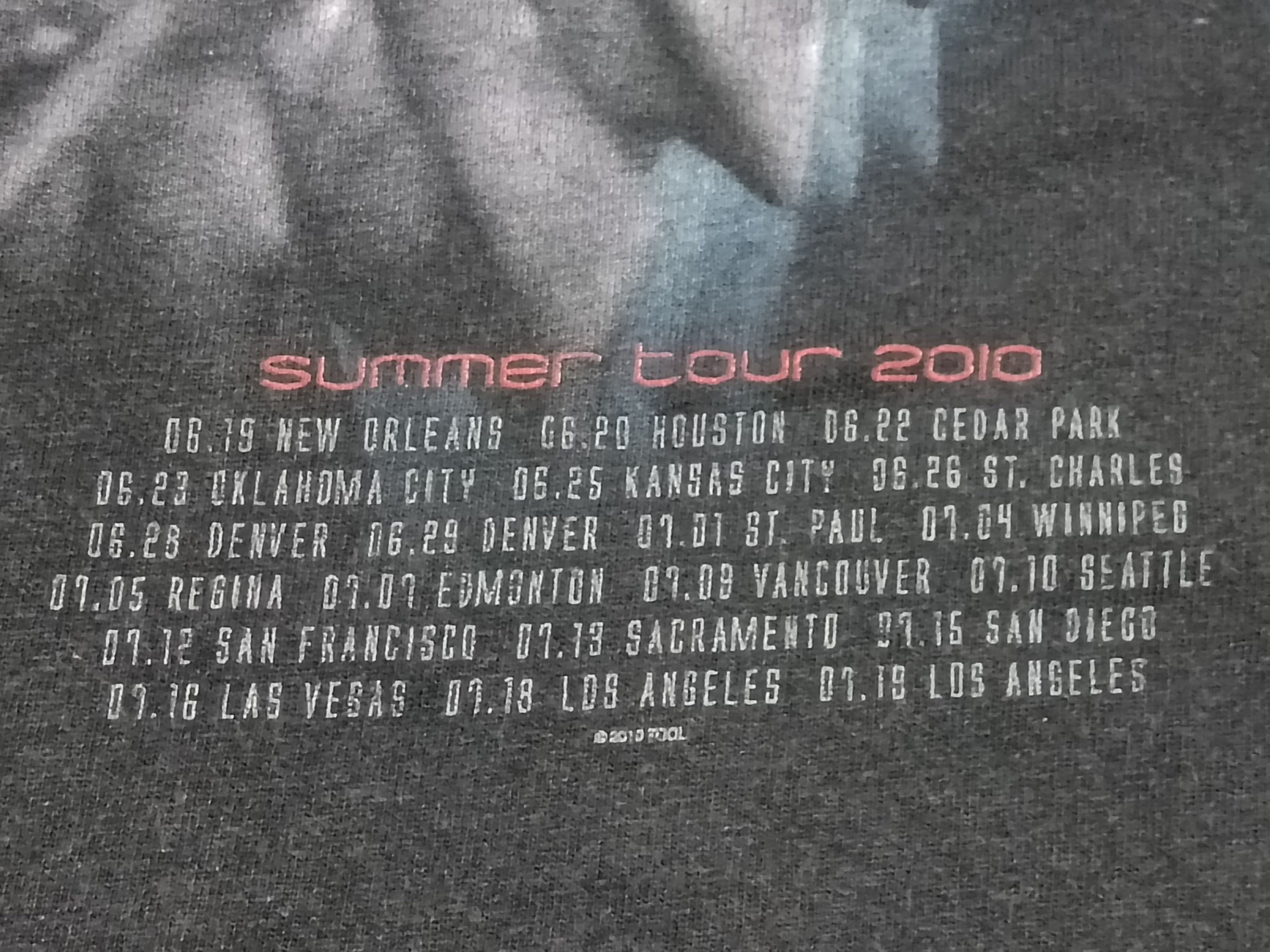 Band Tees TOOL SUMMER TOUR 2010 SHIRT Size US S / EU 44-46 / 1 - 2 Thumbnail