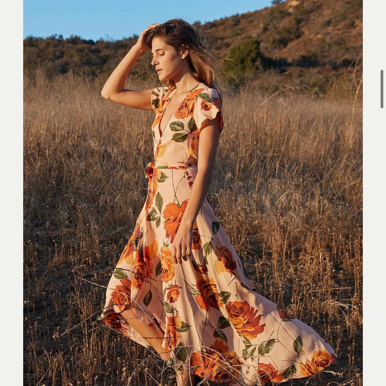 Christy Dawn Christy Dawn the Autumn maxi wrap peach floral dress size XS Size XS / US 0-2 / IT 36-38 - 1 Thumbnail