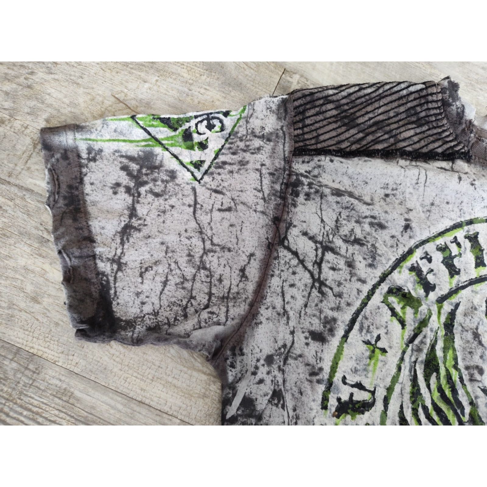 Affliction VINTAGE Affliction American Customs Men's Tie Dye T-Shirt Short Sleeve Crew Neck Gray Cotton Biker Motorcycle Skull M USA Made Size US M / EU 48-50 / 2 - 6 Thumbnail