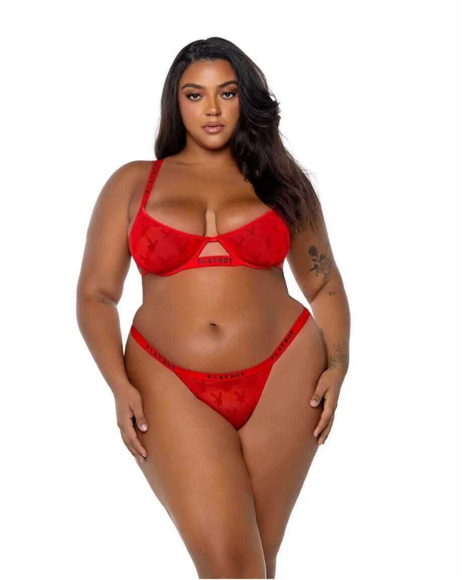 Designer Playboy Bunny Rouge 2pc Set By Roma Size ONE SIZE - 7 Thumbnail