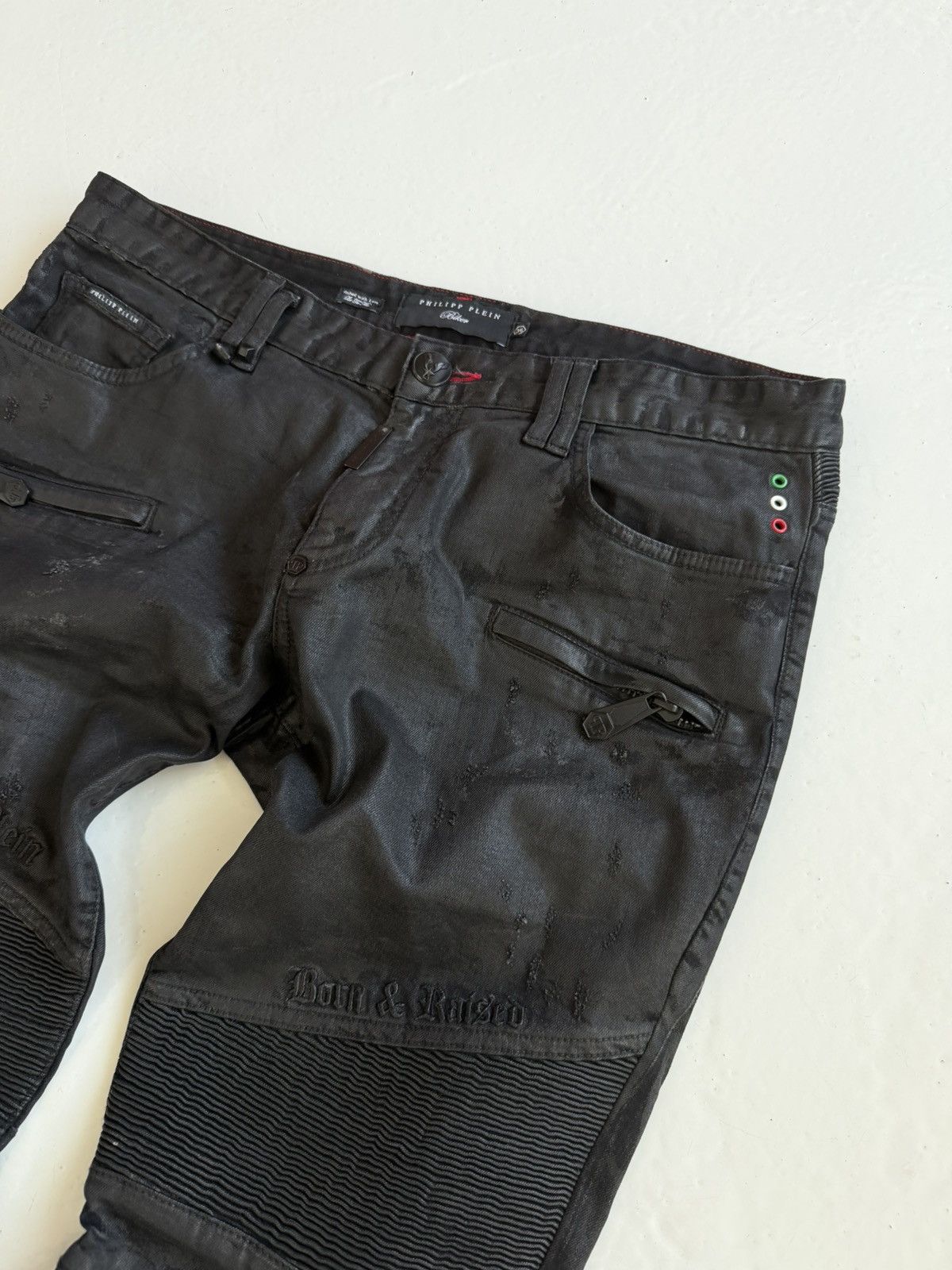Philipp Plein Philipp Plein born&raised distressed waxed biker denim Size US 36 / EU 52 - 3 Thumbnail
