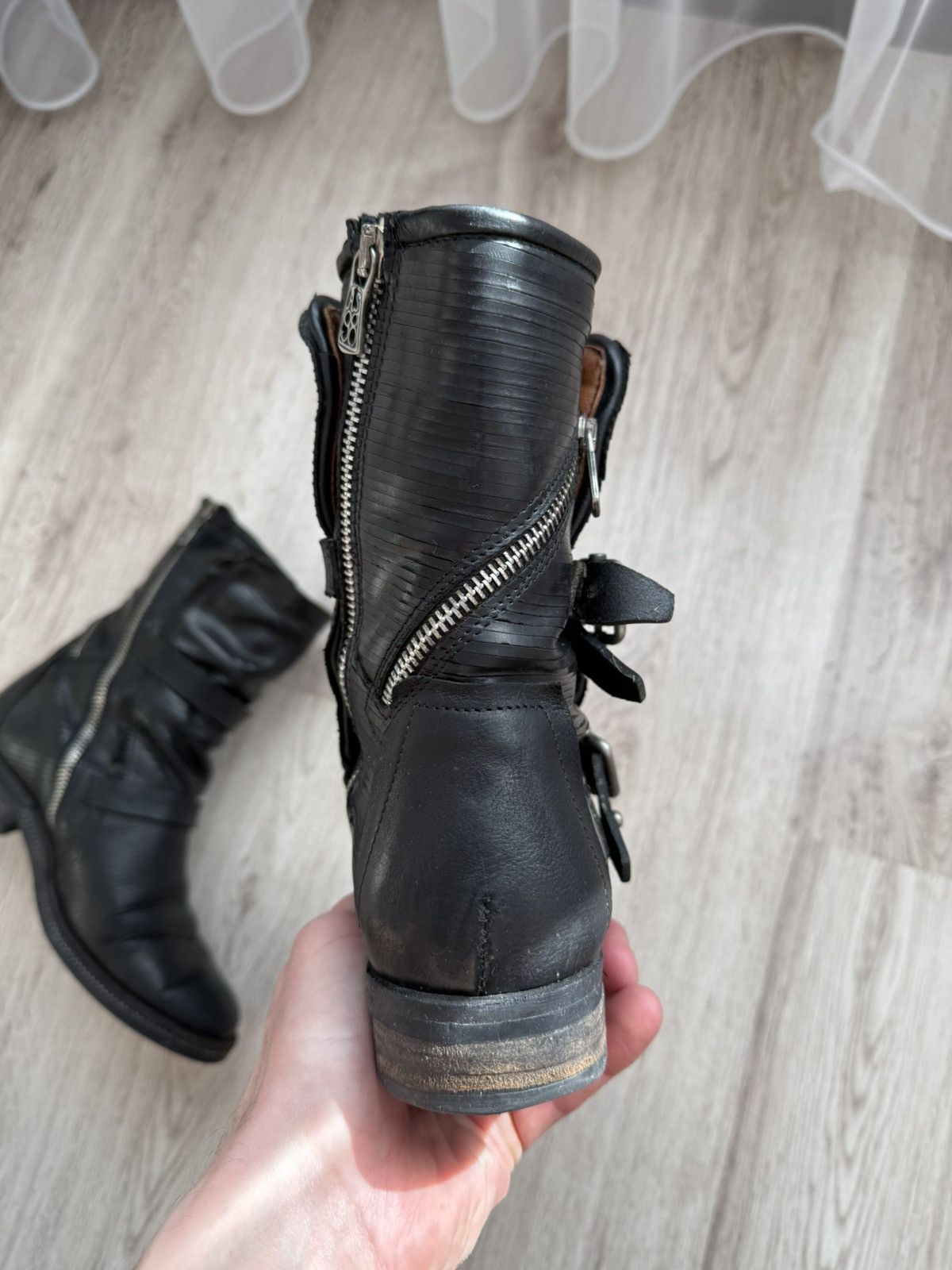 A.S.98 Airstep A.S.98 Black Leather Buckle Strap Zip Biker EU 38 Size US 8 / IT 38 - 15 Thumbnail