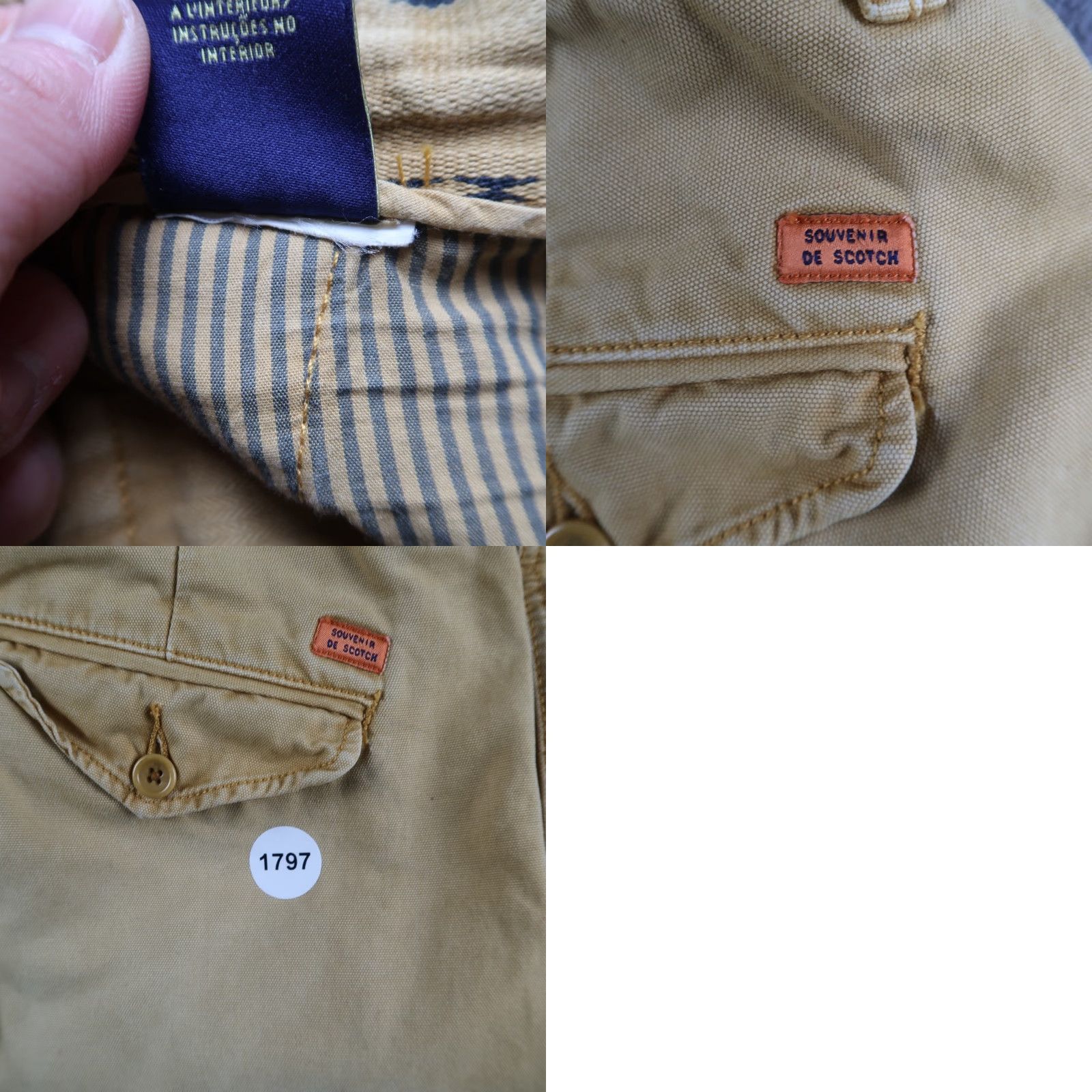 Scotch & Soda Scotch & Soda Men's Warren Cotton Blend Chino Pants Khaki Size 31x32 Slim Flat Front Casual Preppy Logo Slash Pocket Straight Mens Size US 31 - 10 Thumbnail